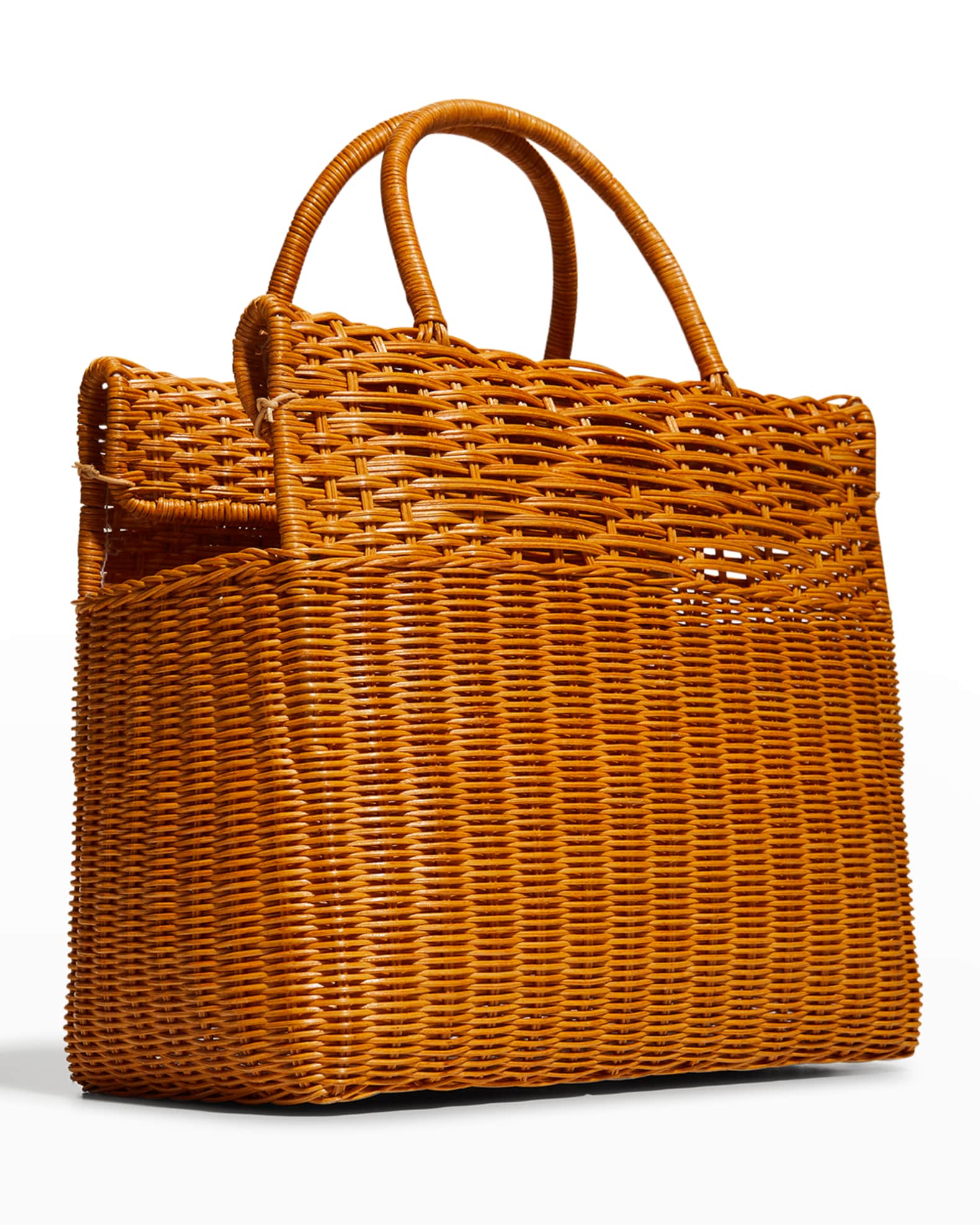 Serpui Stacy Elephant Wicker TopHandle Bag Neiman Marcus