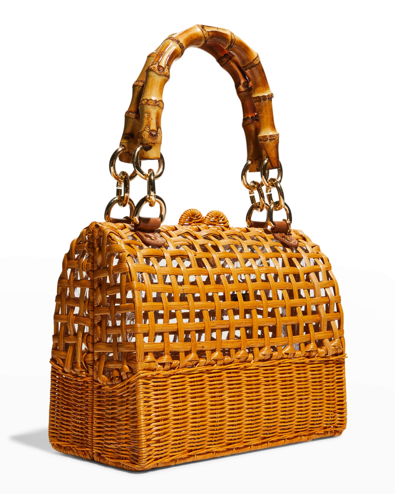 Serpui Bonnie Cutout Wicker TopHandle Bag Neiman Marcus