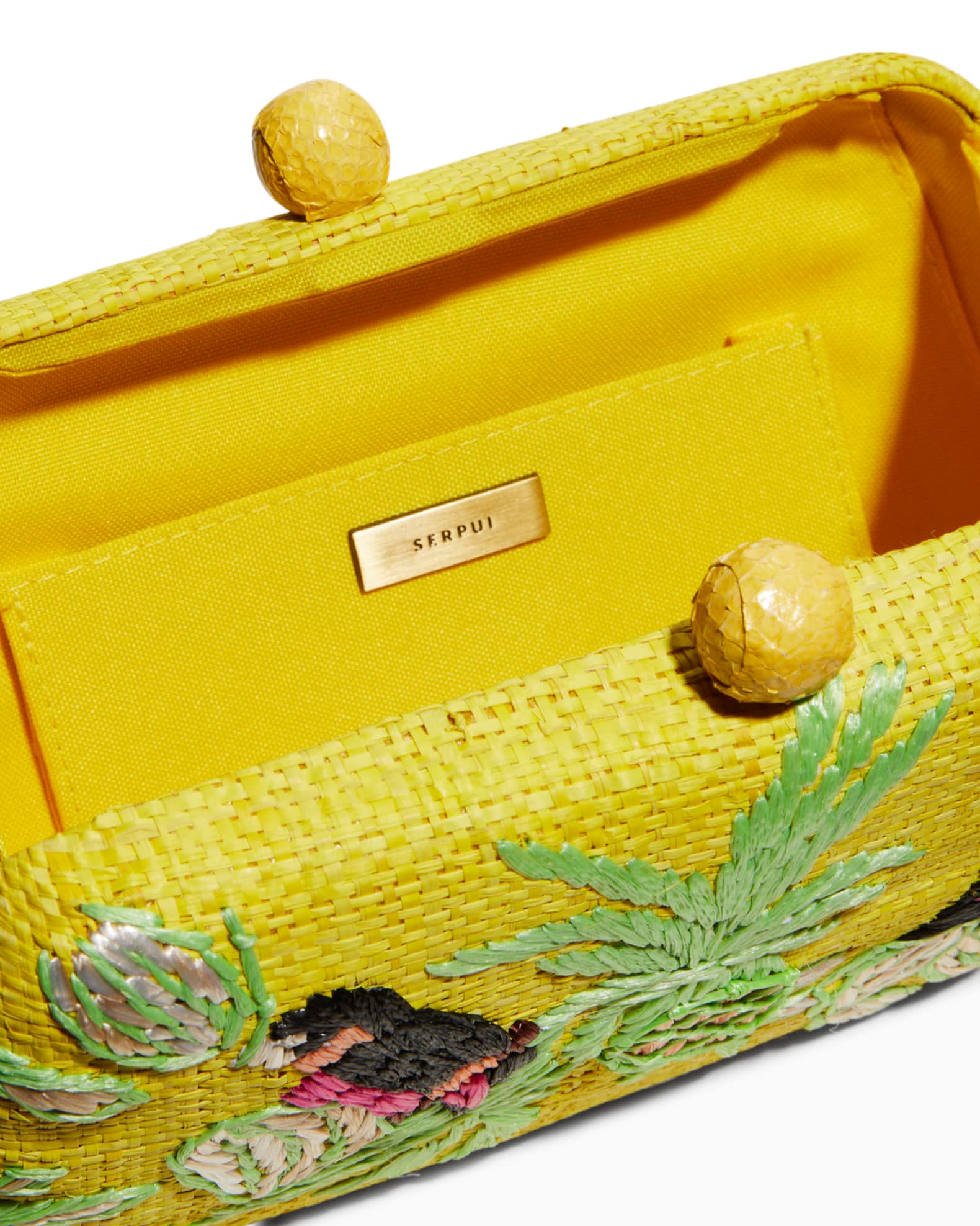 Serpui Tina Tropical Straw Clutch Bag Neiman Marcus