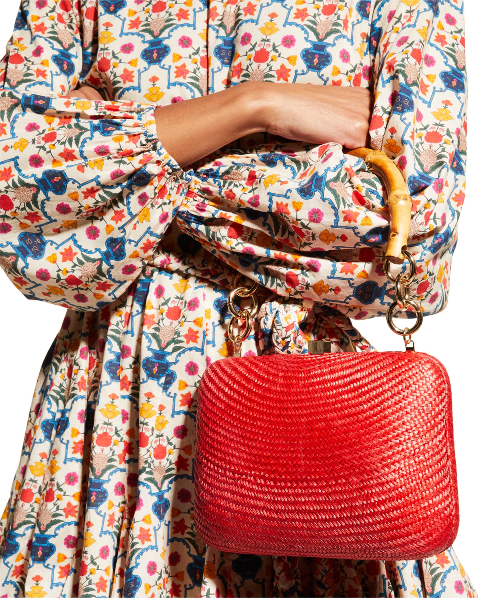 Serpui Mindy Bun Straw Top-Handle Bag | Neiman Marcus