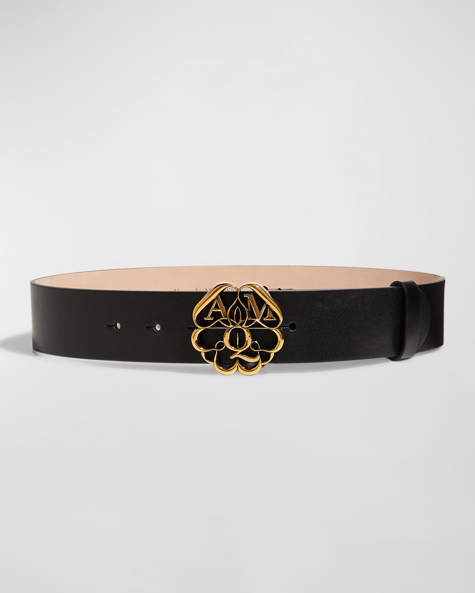 Alexander McQueen Seal Buckle Wide Leather Belt