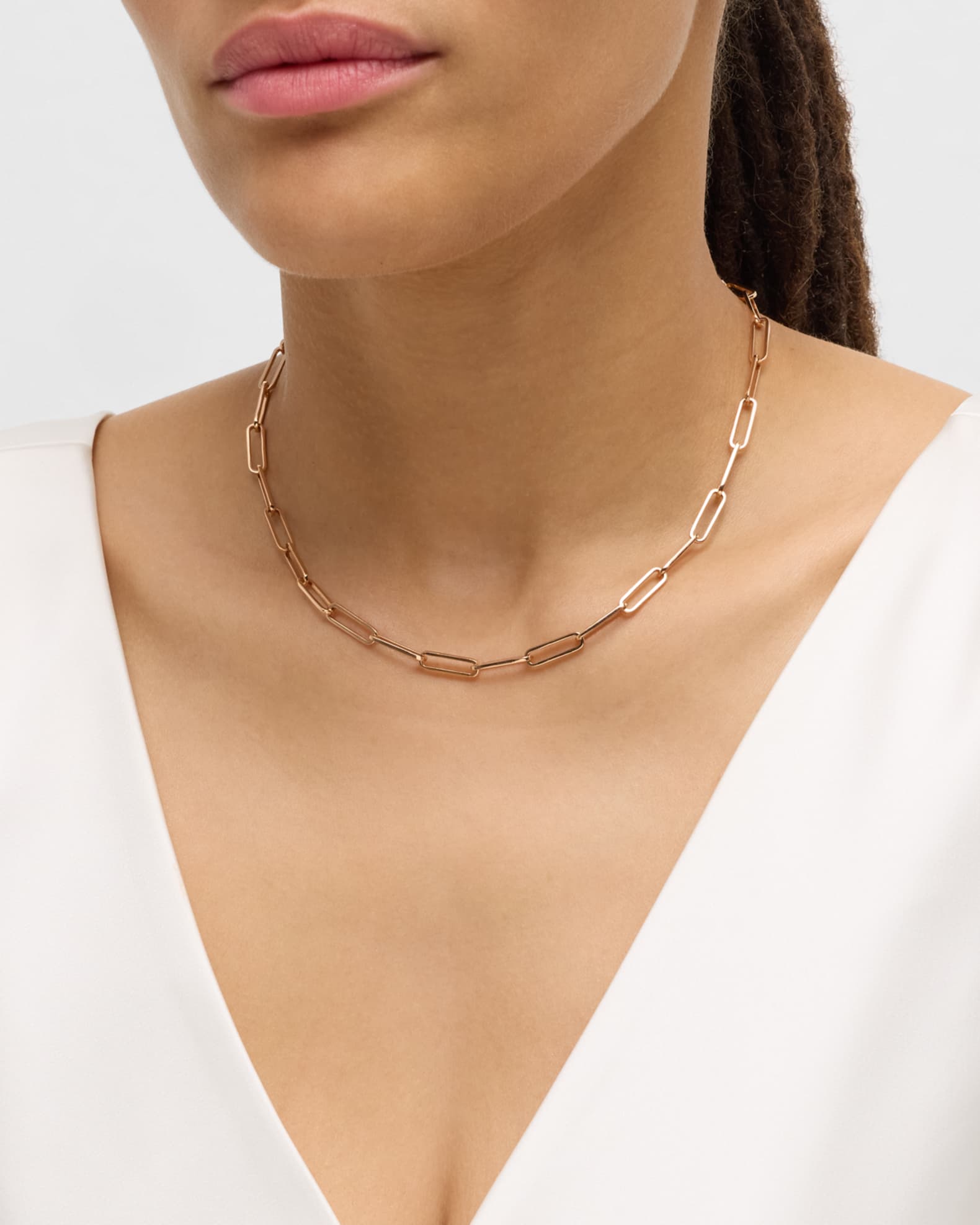 Rose Gold Large Elongated Chain Necklace, 16"L 1