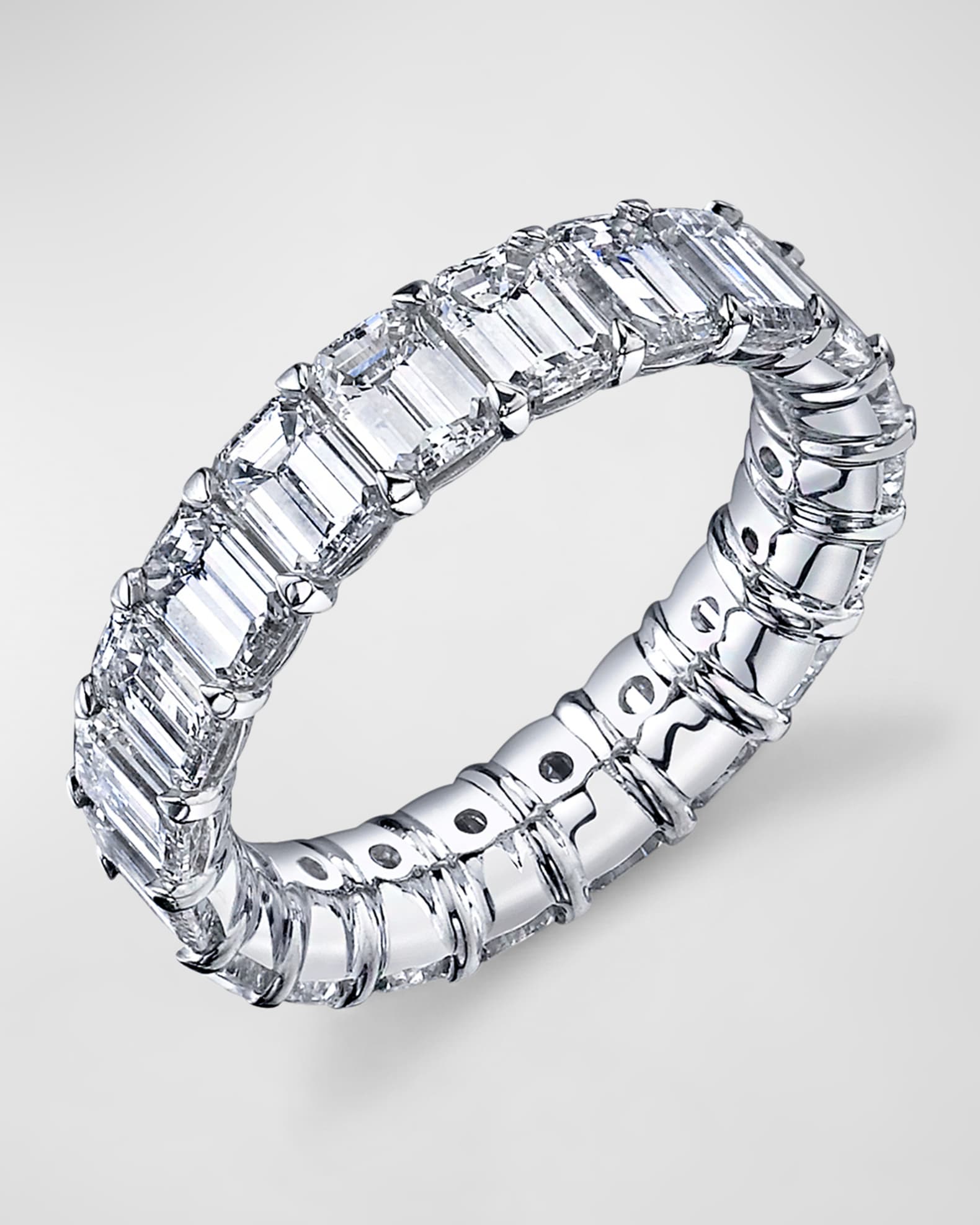 x Danielle Klein Platinum Emerald-Cut Diamond Buttercup Eternity Ring, Size 6.75, 9.23tcw 0