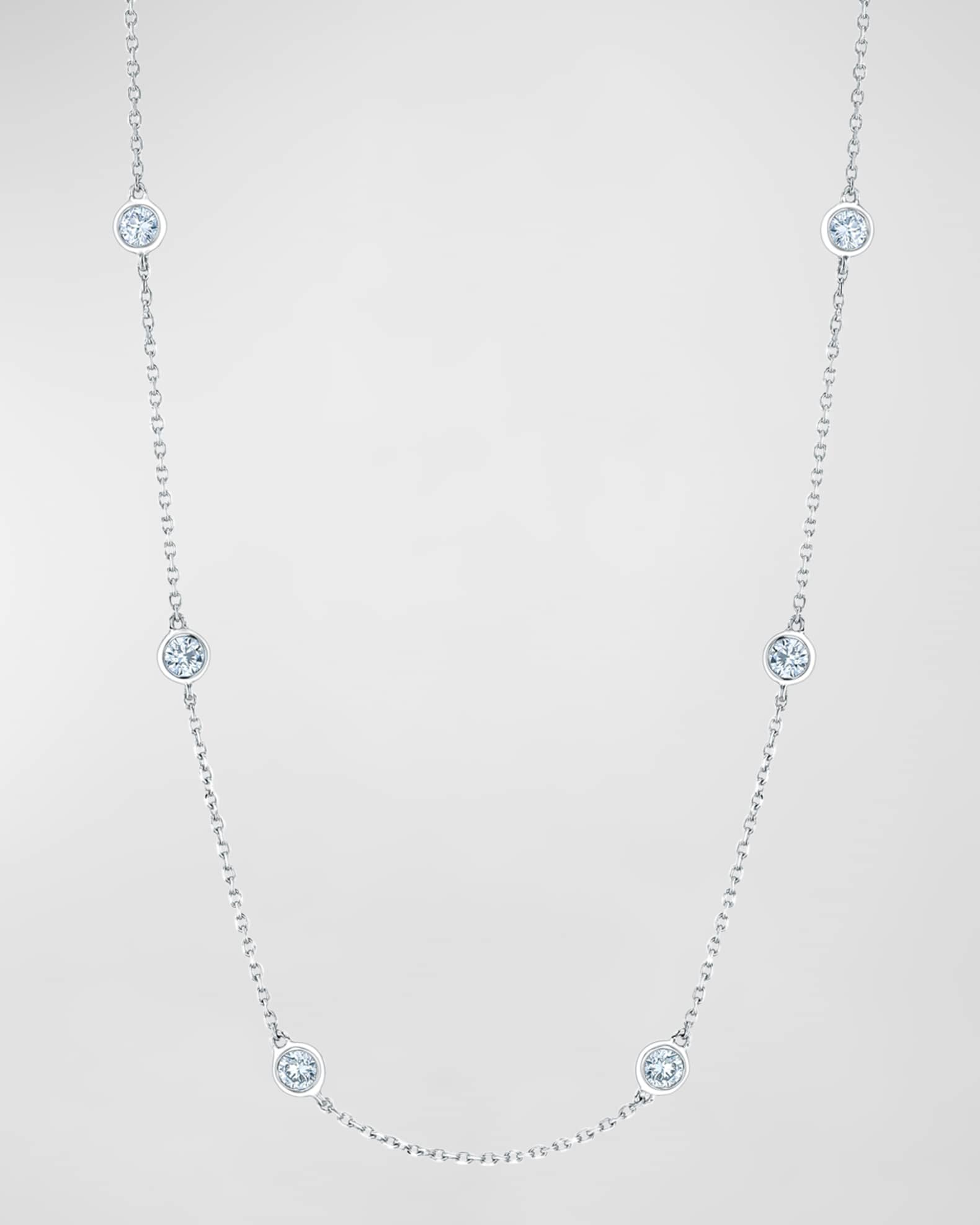 Neiman Marcus Diamonds 18K White Gold Diamond Station Necklace 16 L 0.81tcw Neiman Marcus