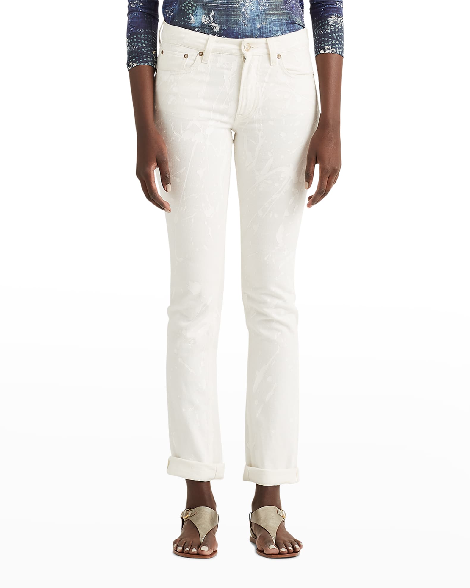 Ralph Lauren Collection 400 Matchstick Denim Jeans w/ Splatter Paint