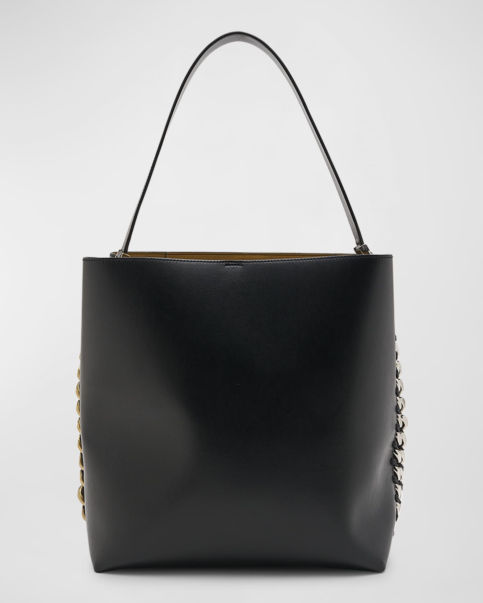 Two-Tone Chain Vegan Leather Tote Bag 0
