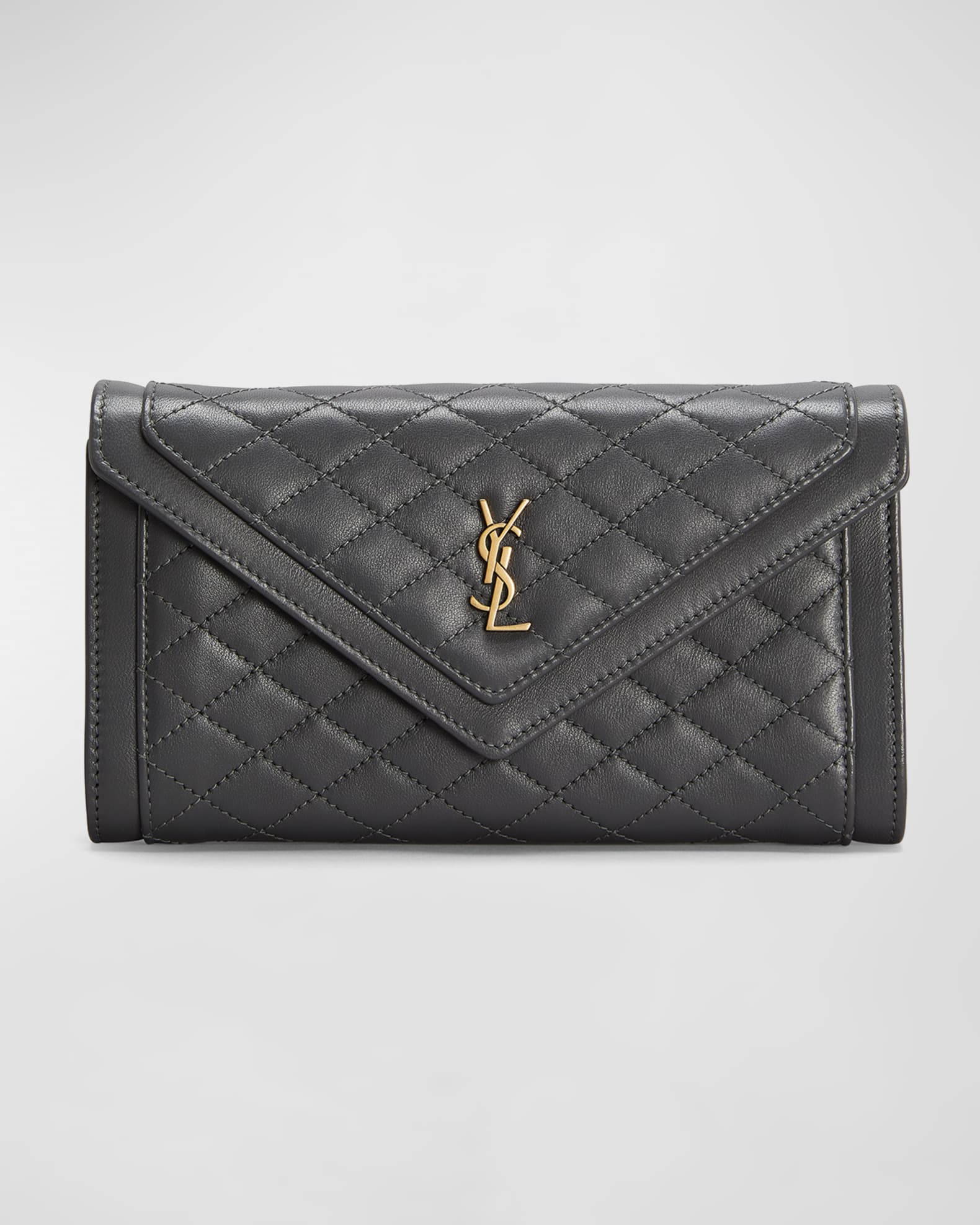 YSL logo quilted flap wallet