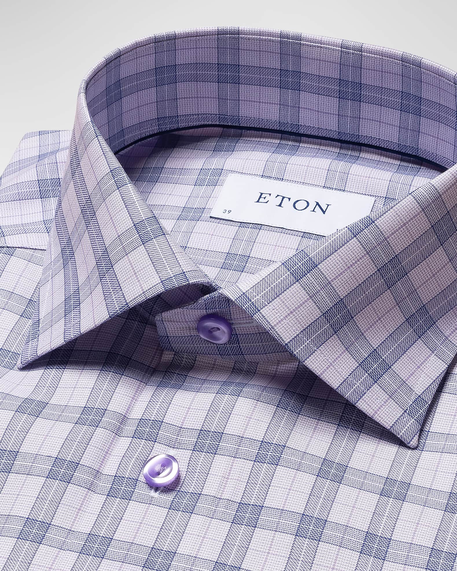 Eton Men's Contemporary Fit CottonStretch Plaid Dress Shirt Neiman