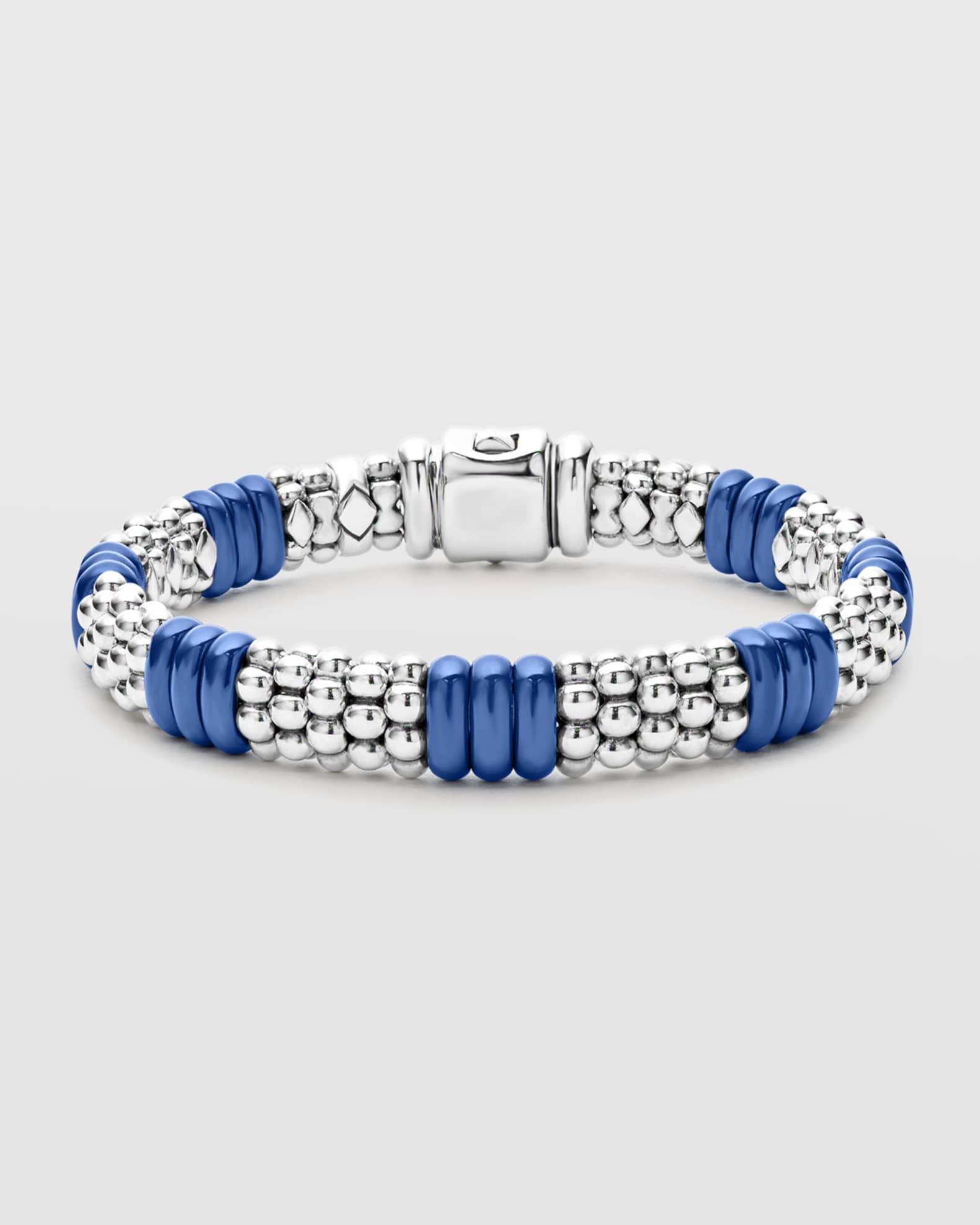 LAGOS Blue Caviar Ultramarine Ceramic 7 by 3 Stations 9mm Rope Bracelet