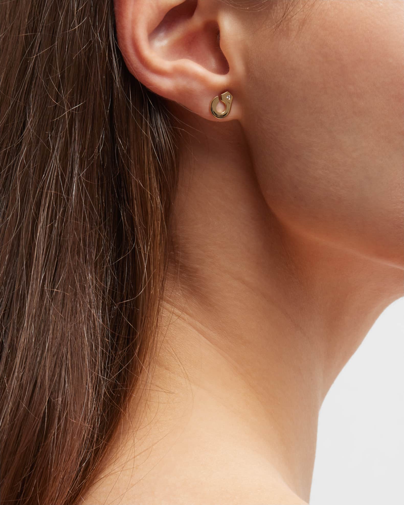 Yellow Gold Menottes R7.5 Stud Earrings with Single Diamonds 1