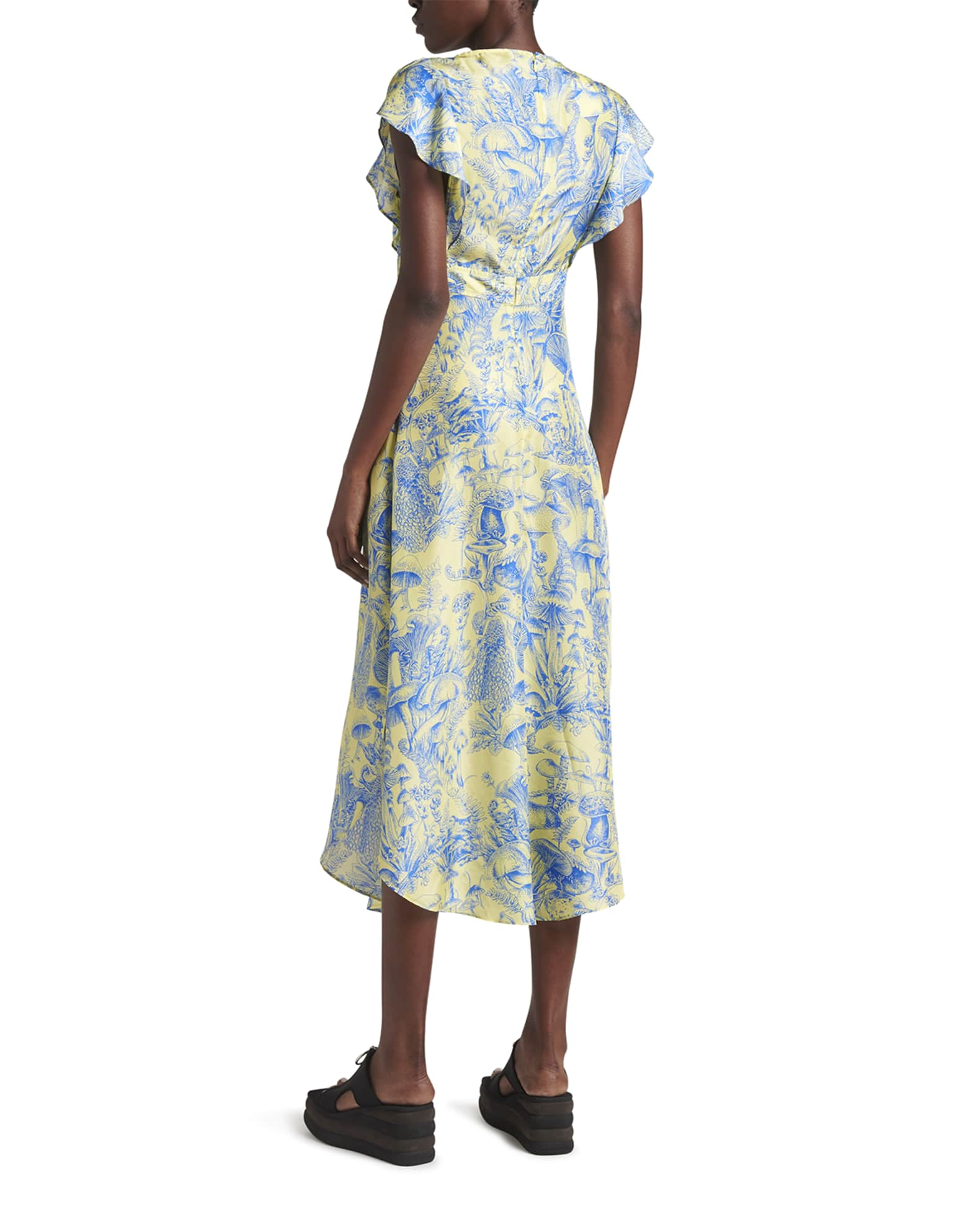 Stella McCartney Mushroom-Print Silk Midi Dress | Neiman Marcus