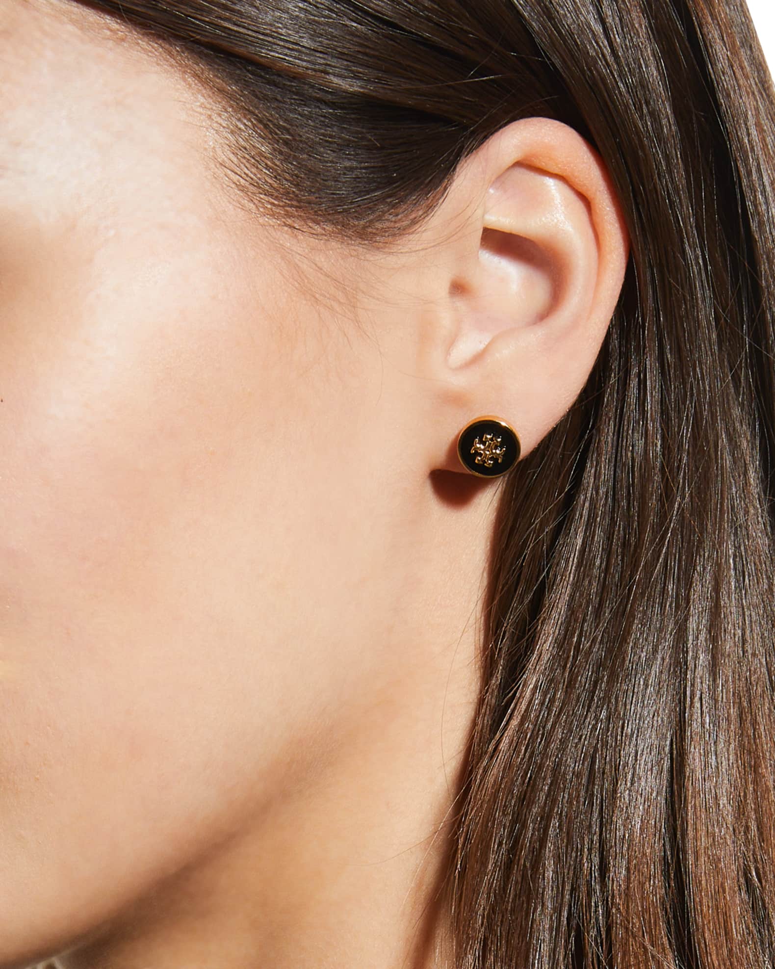 Tory burch enamel logo stud earrings top