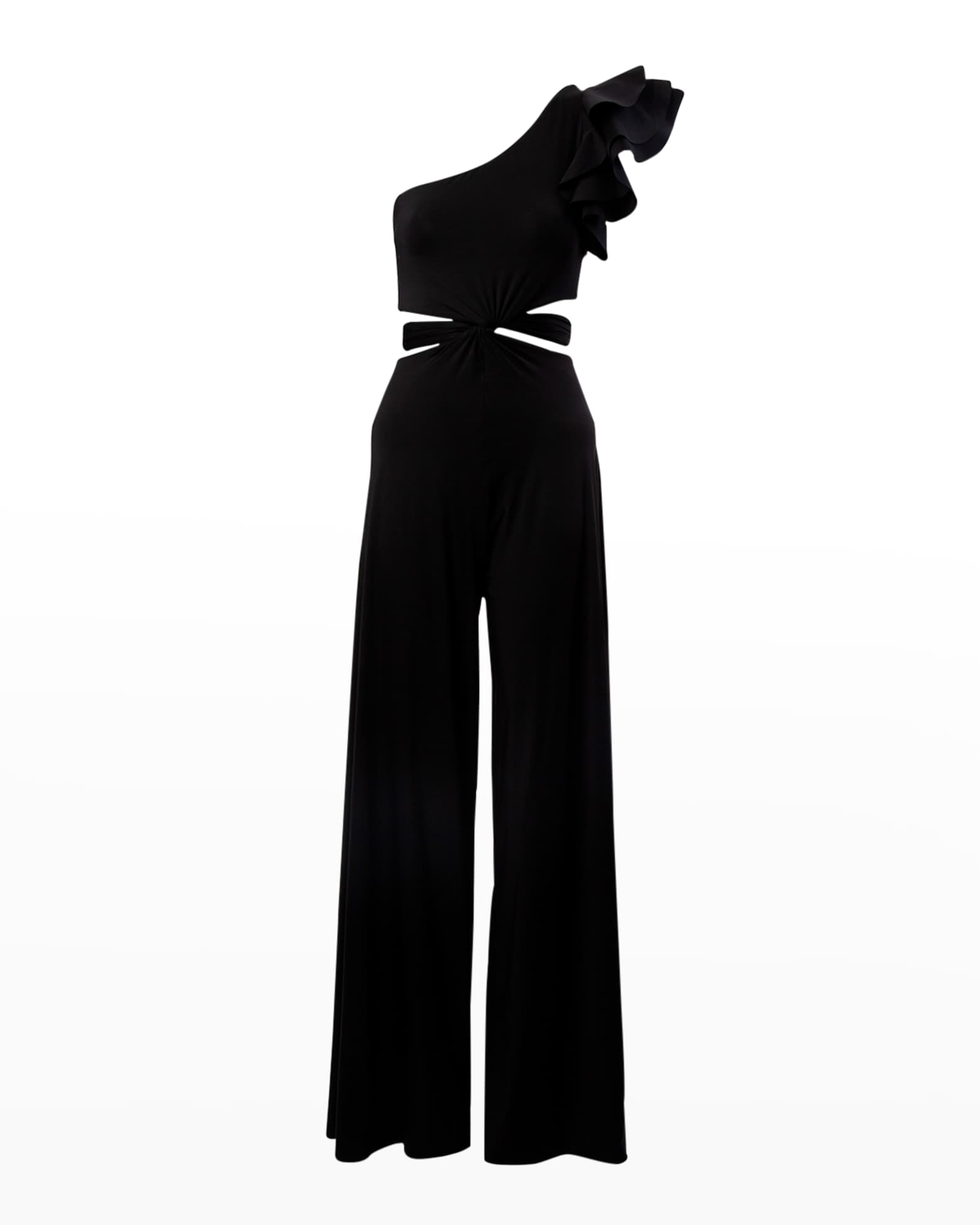 MAYGEL CORONEL Pulcinella One-Shoulder Wide-Leg Jumpsuit | Neiman Marcus