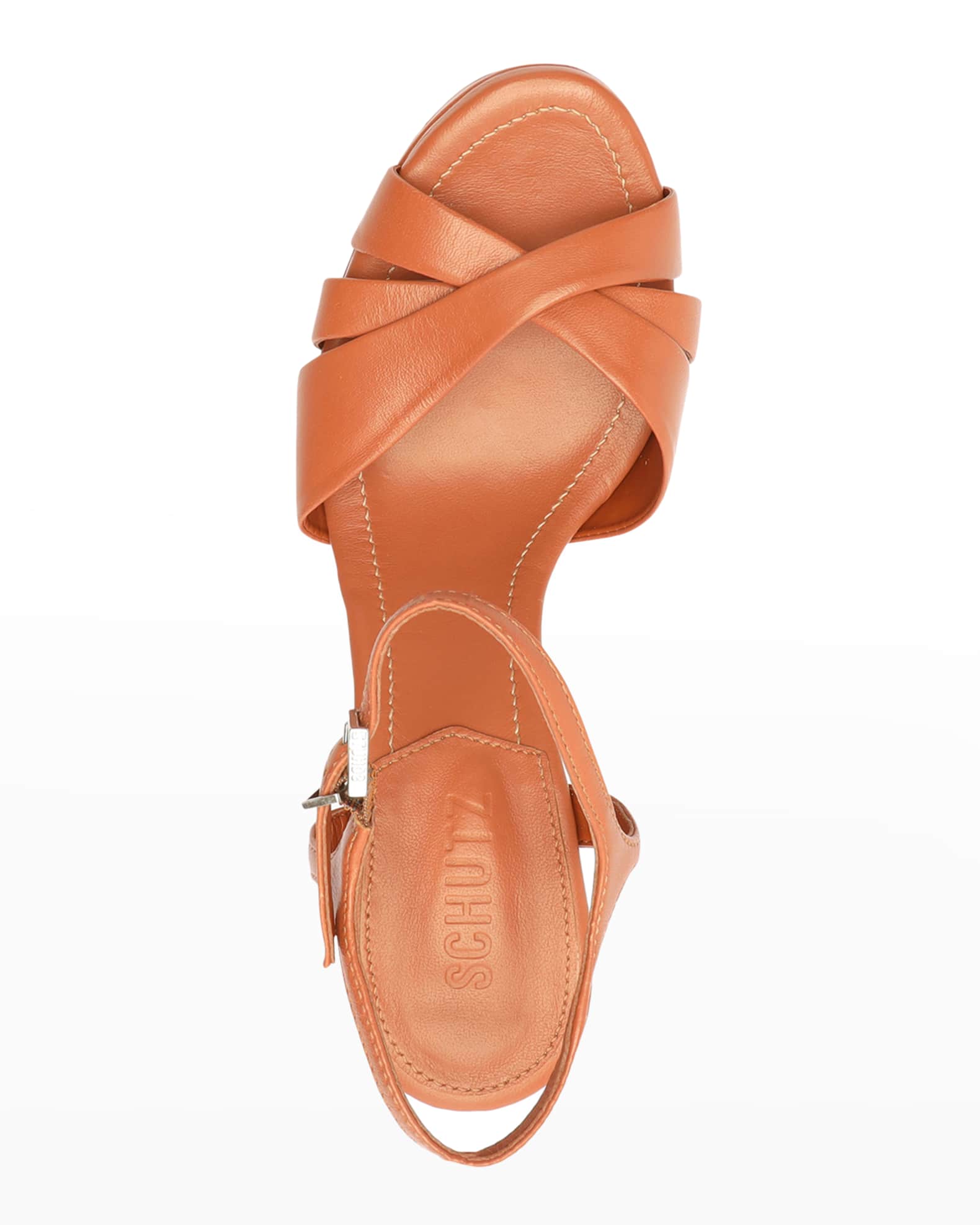 Schutz Keefa Leather AnkleStrap Platform Sandals Neiman Marcus