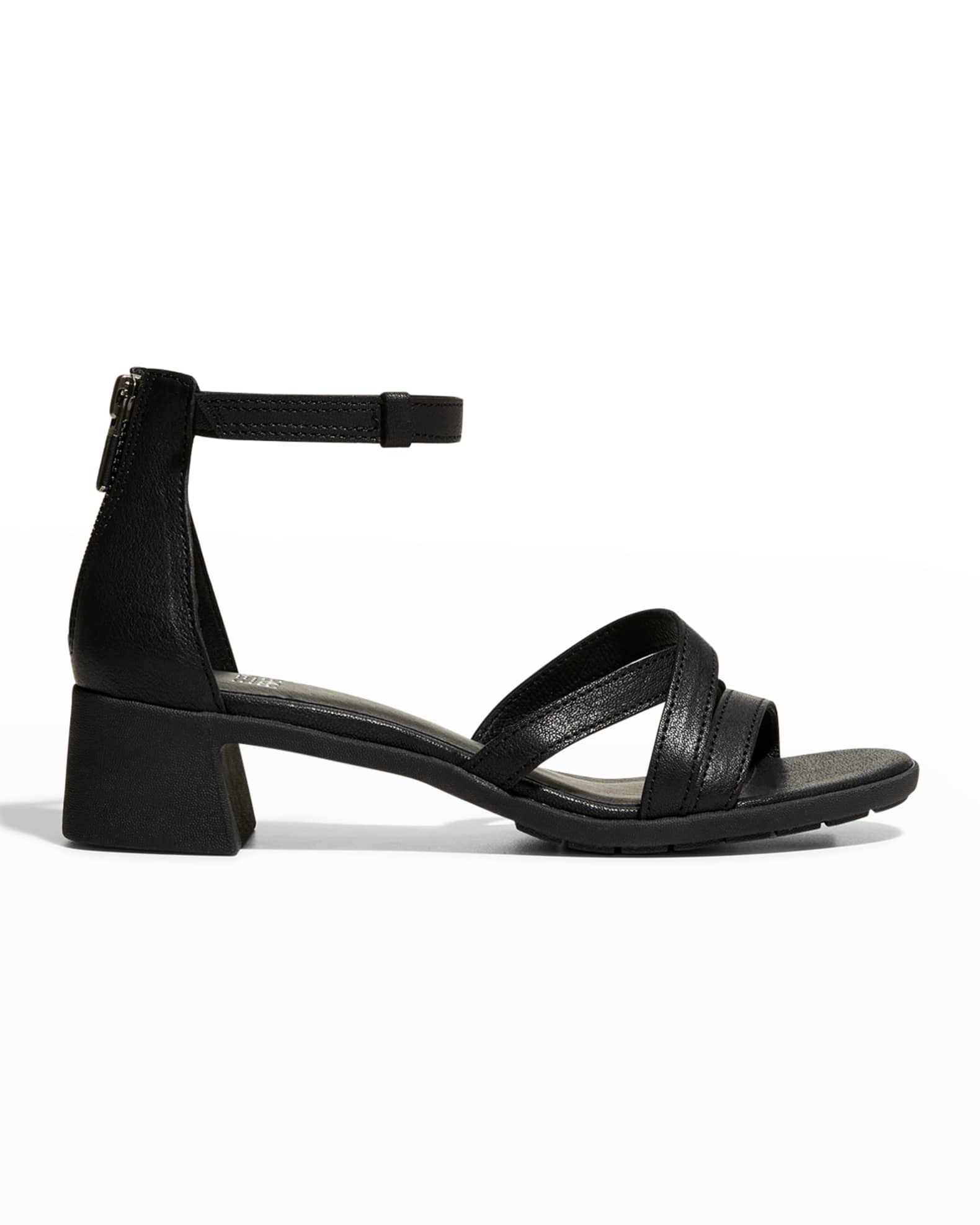 Eileen Fisher Noni Strappy Leather Zip-Cuff Sandals | Neiman Marcus