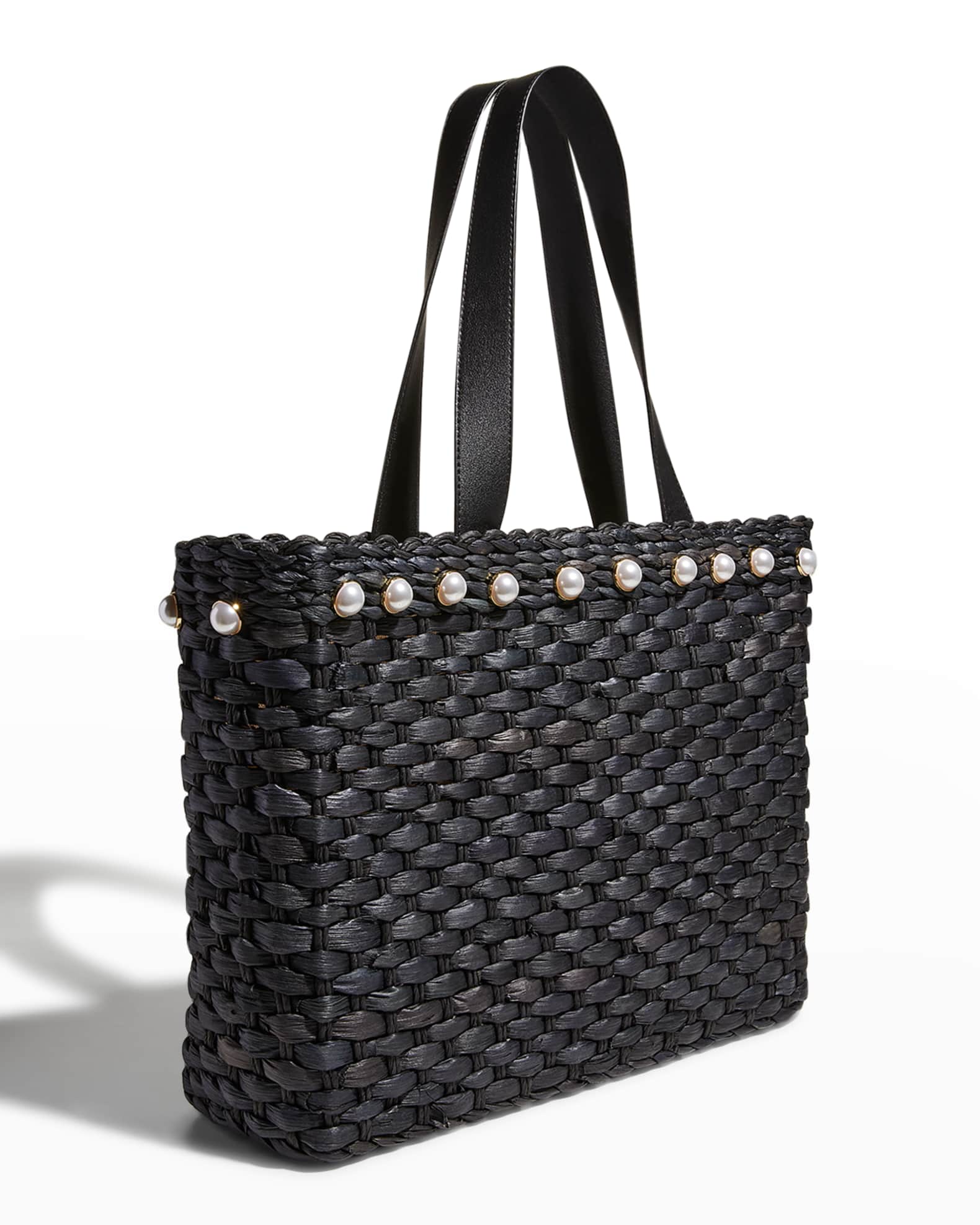 BTB Los Angeles Thea Pearly Woven Straw Tote Bag Neiman Marcus