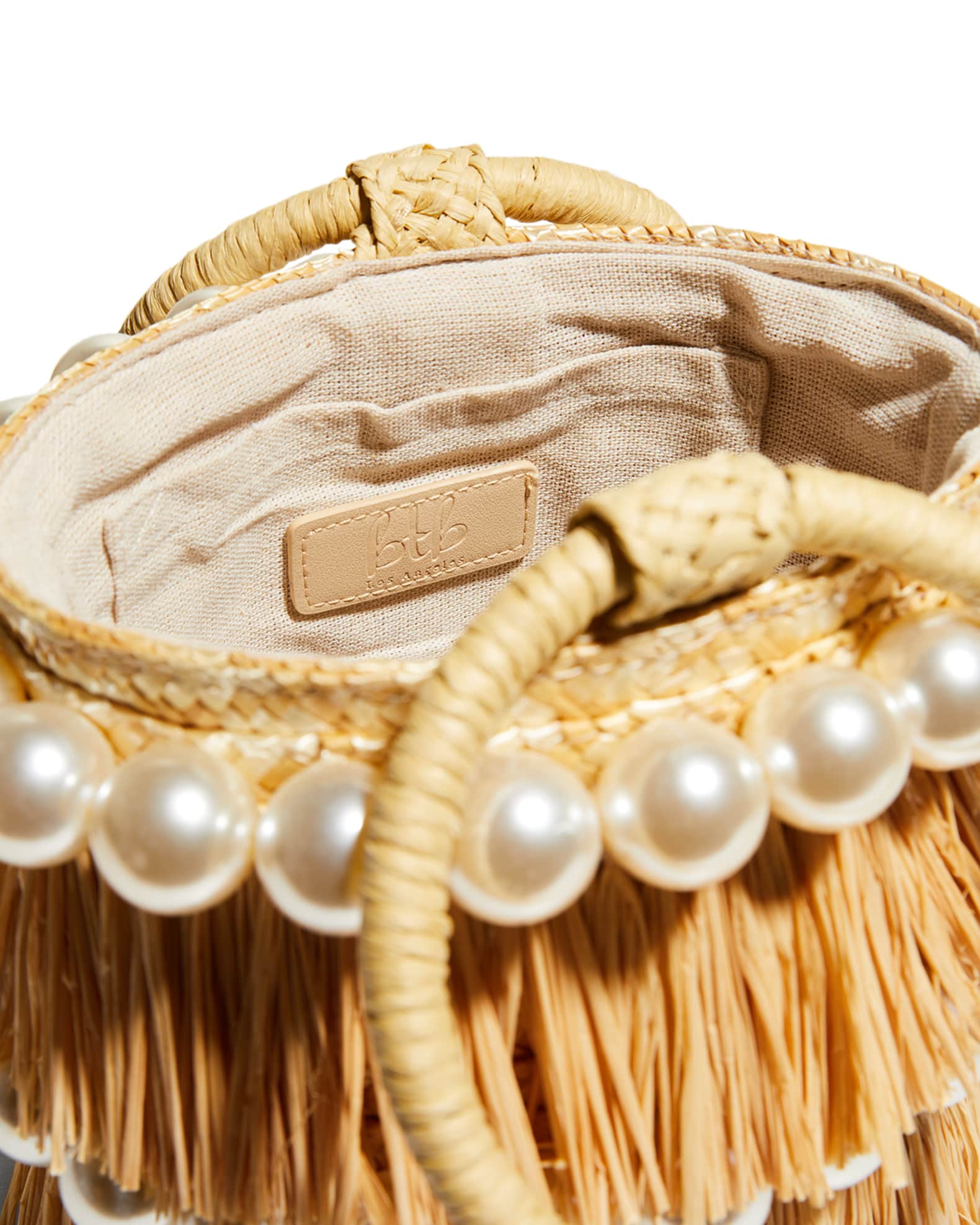Clare V. Pearl Accent Straw Bucket Bag - Neutrals Bucket Bags