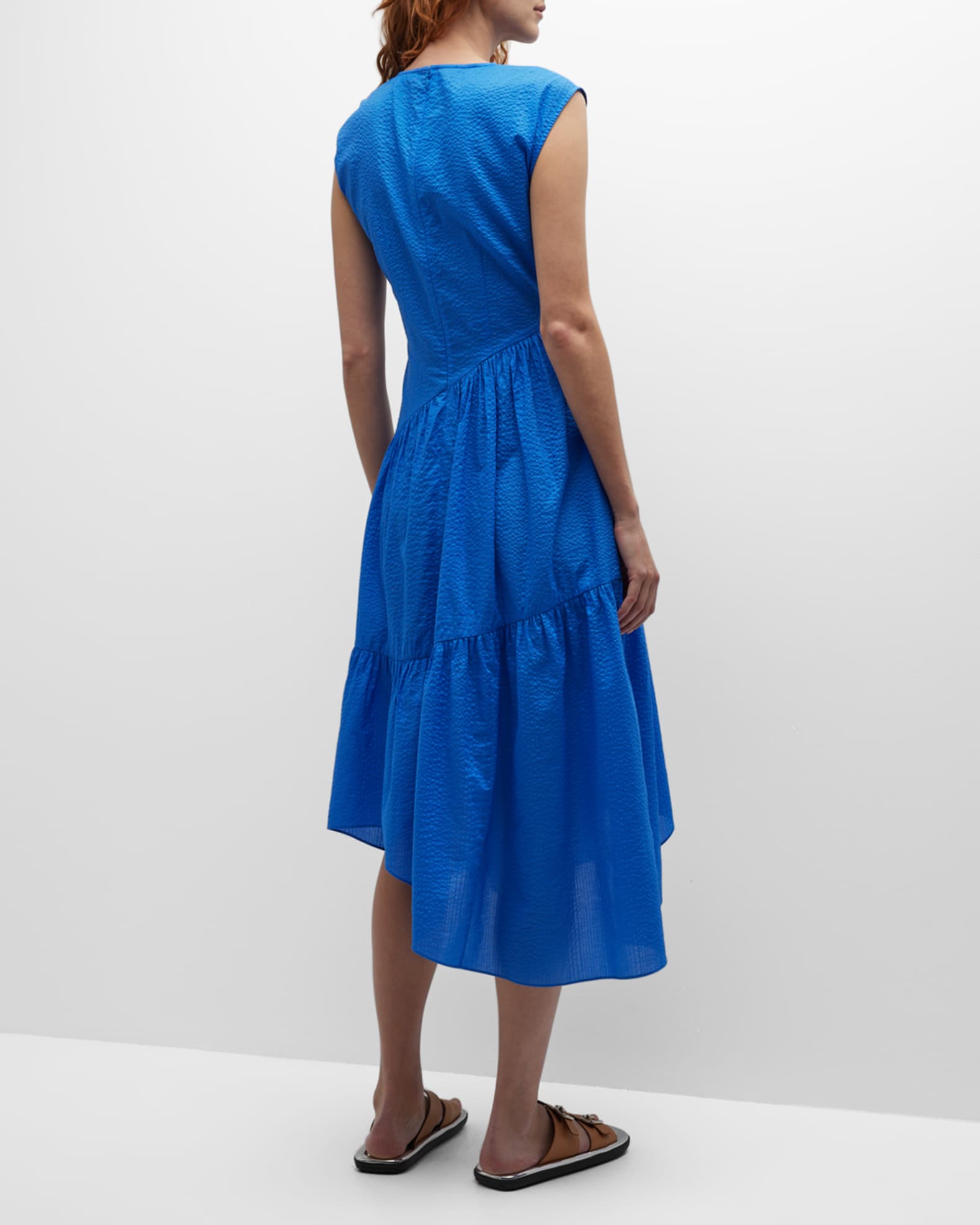 FRAME GatheredSeam Midi Dress Neiman Marcus