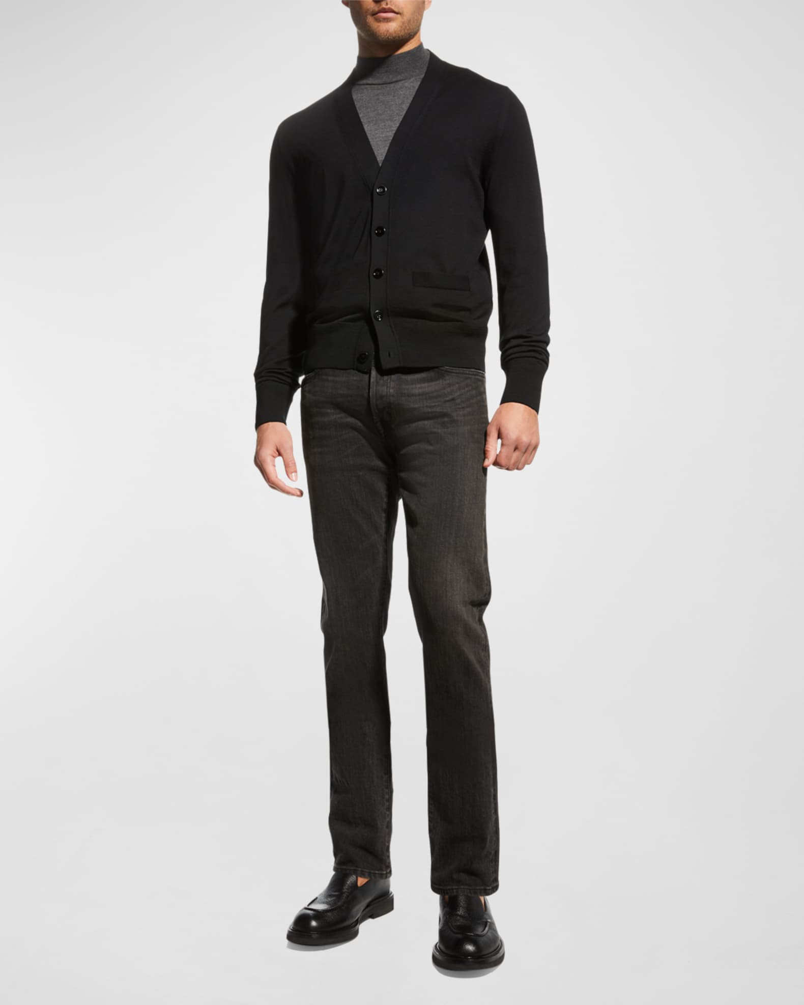 Men's Tonal Wool Cardigan Sweater 1