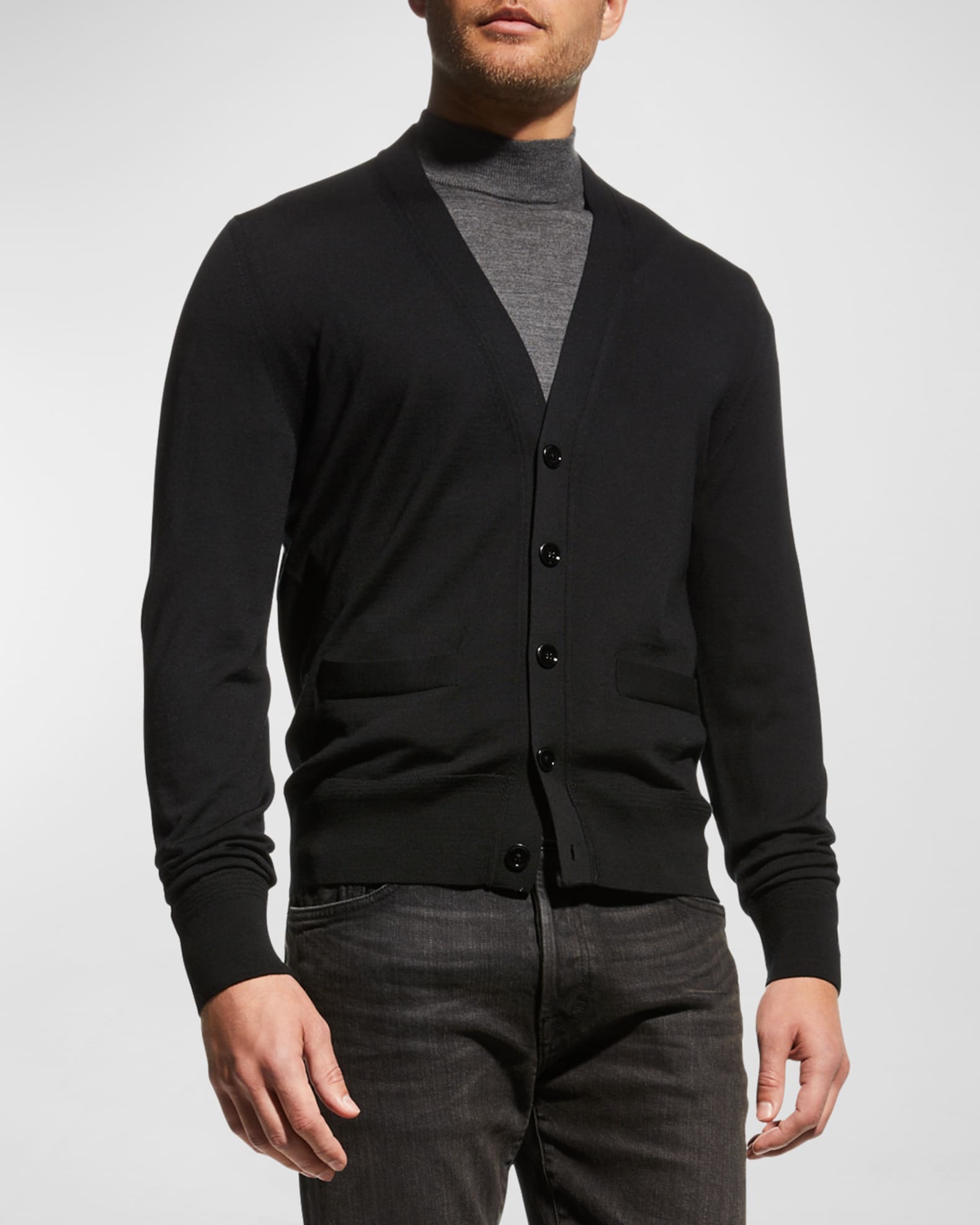 TOM FORD Men's Tonal Wool Cardigan Sweater | Neiman Marcus