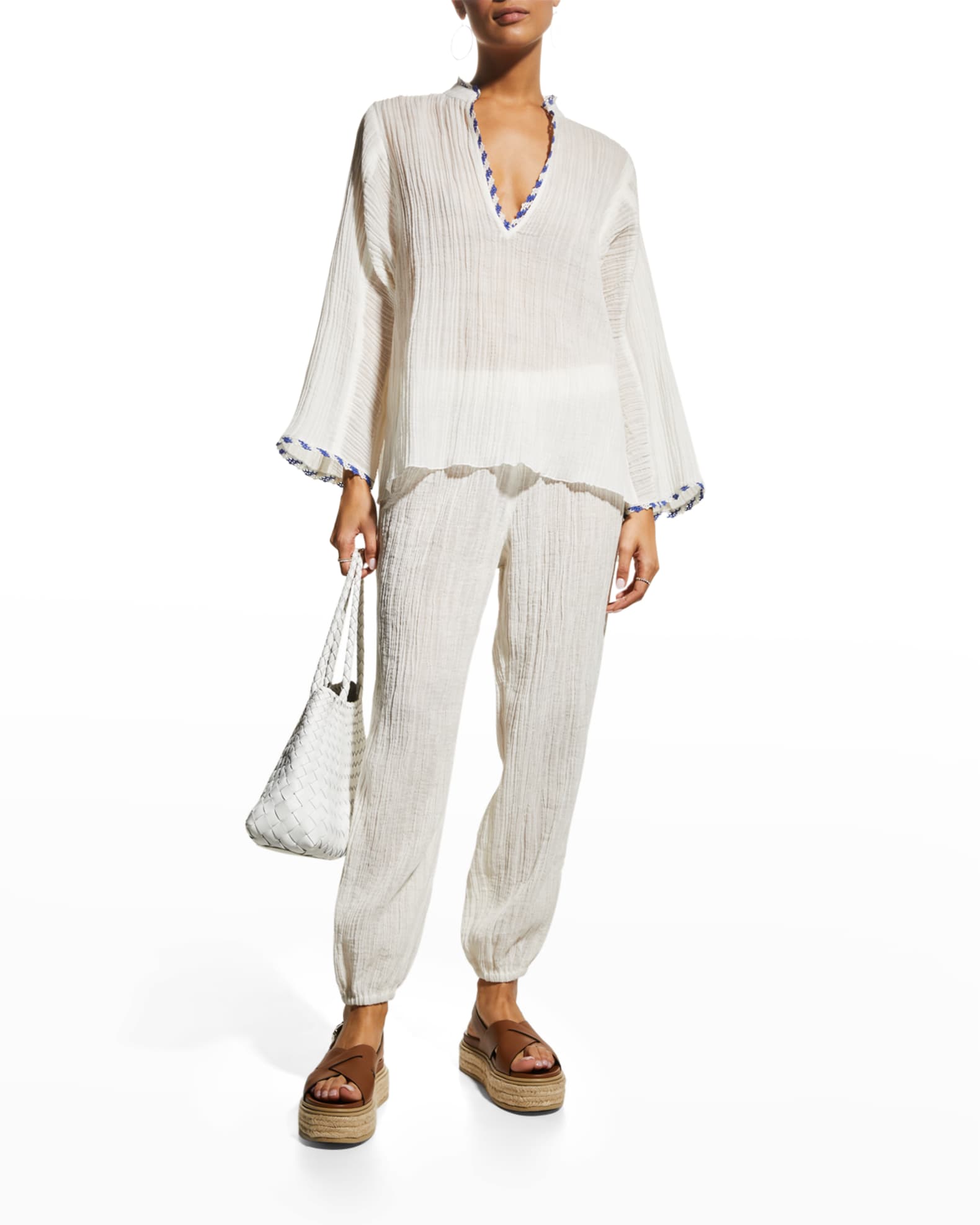 Tory Burch Crinkle Gauze Beach Shirt Neiman Marcus