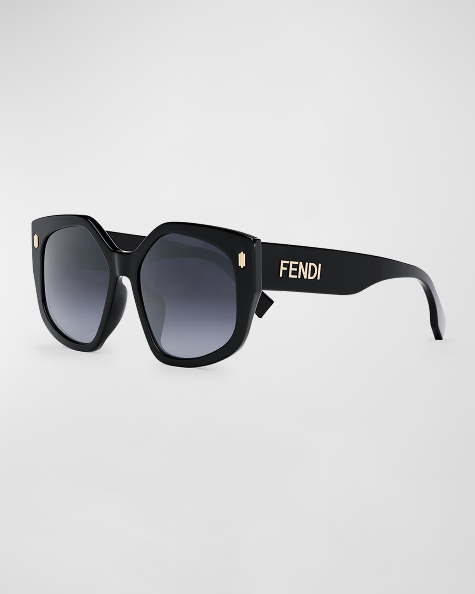 Fendi Embellished O'Clock Logo Rectangle Sunglasses