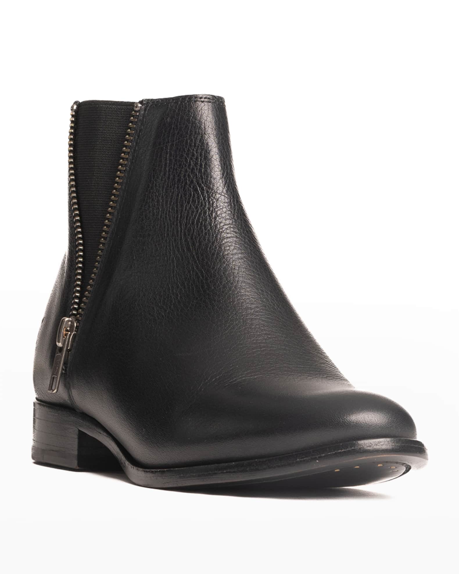 Carly Leather Zip Chelsea Booties 1