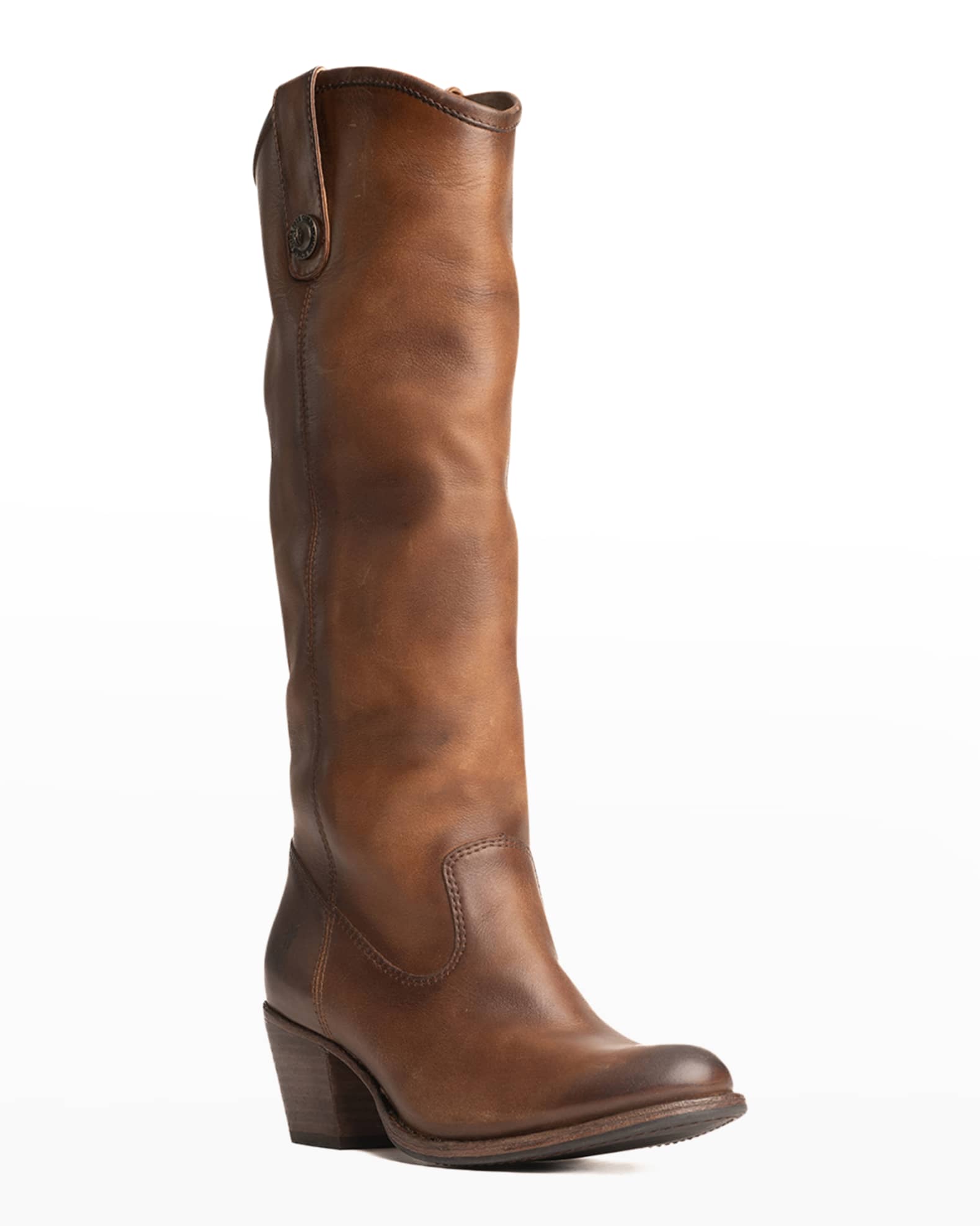 Frye Jackie Leather Button Tall Western Booties | Neiman Marcus