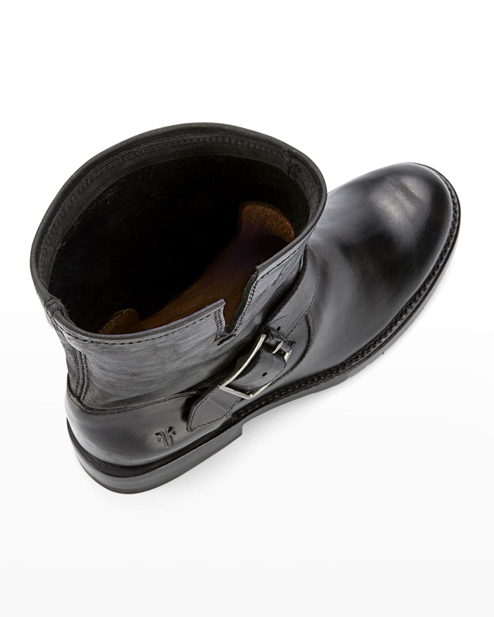 Frye Natalie Leather Short Engineer Boots Neiman Marcus