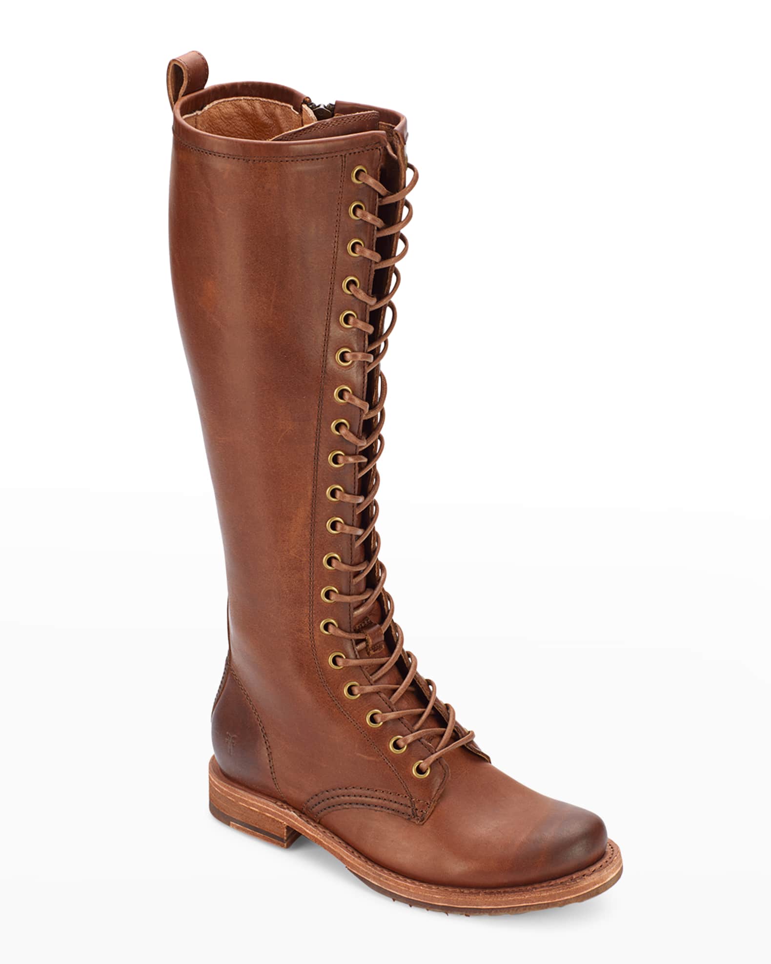 Frye Veronica Leather Tall Combat Boots | Neiman Marcus