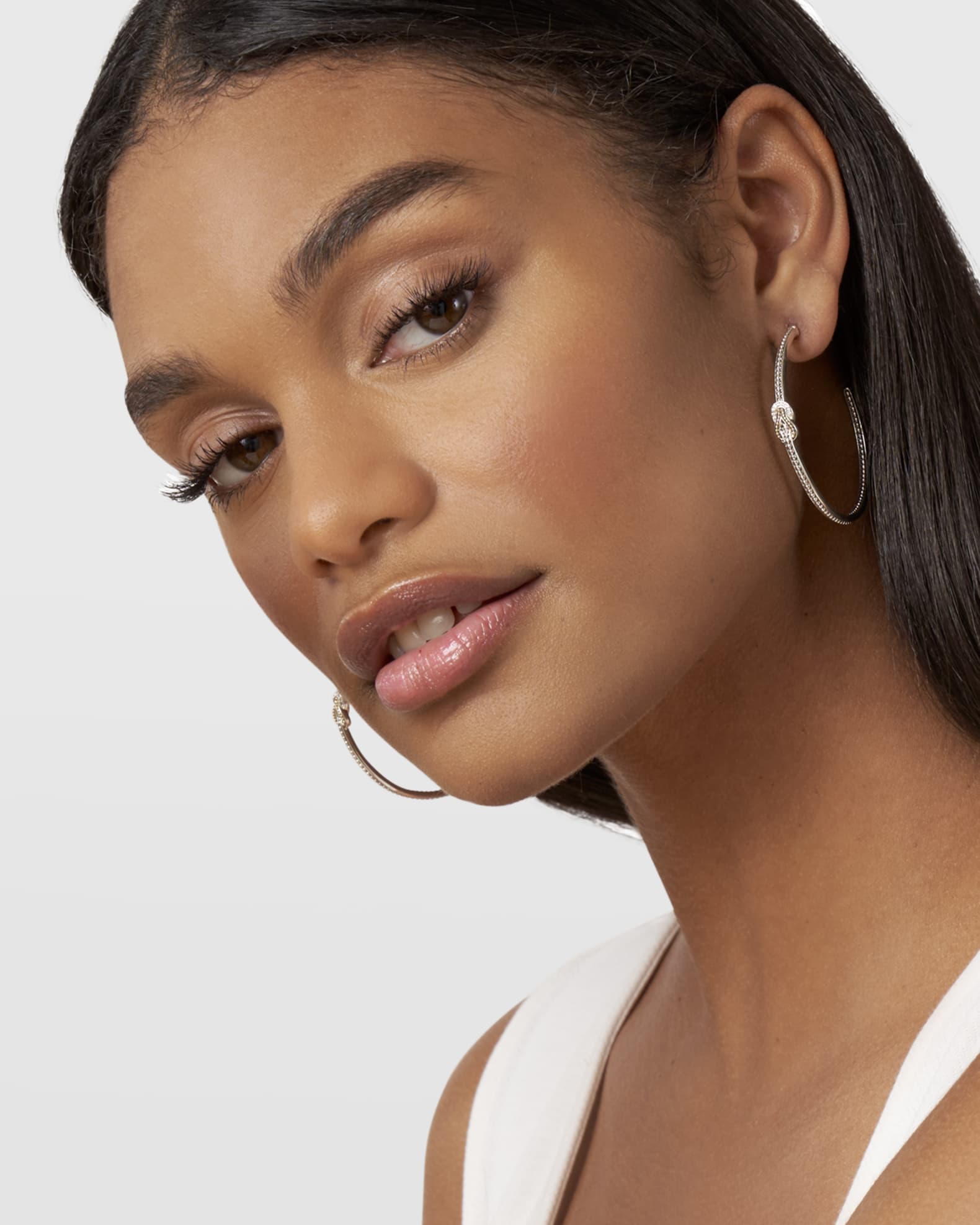 Newport Diamond Knot 50mm Hoop Earrings 1
