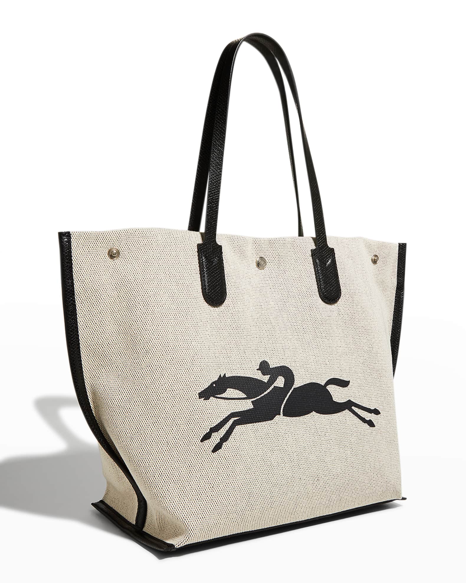 Longchamp Horse Logo Essential Canvas Tote Bag | Neiman Marcus