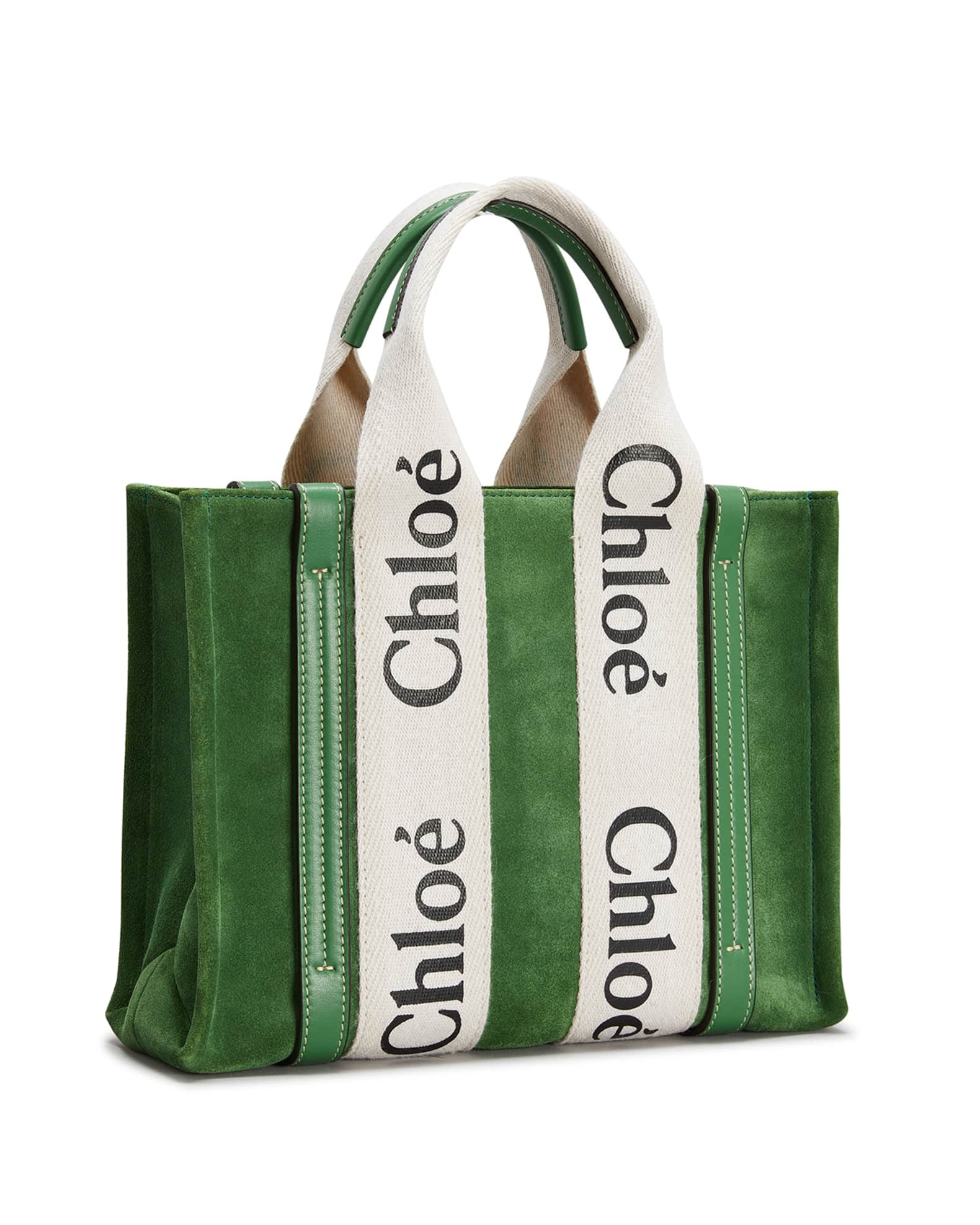 Chloe Woody Mini Logo Suede Tote Bag | Neiman Marcus