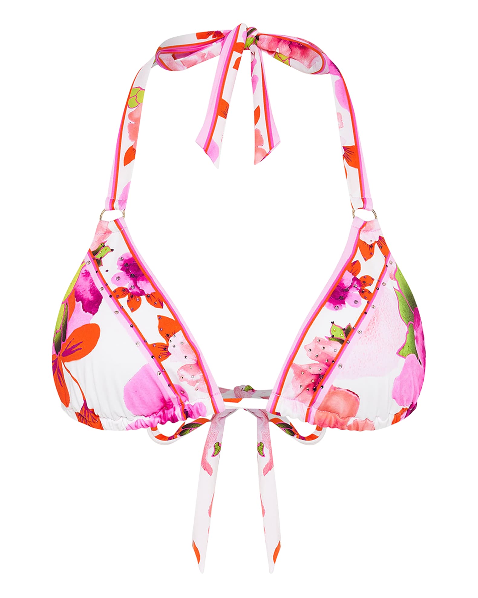 Camilla Floral Ring Triangle Bikini Top (B/C Cup) | Neiman Marcus