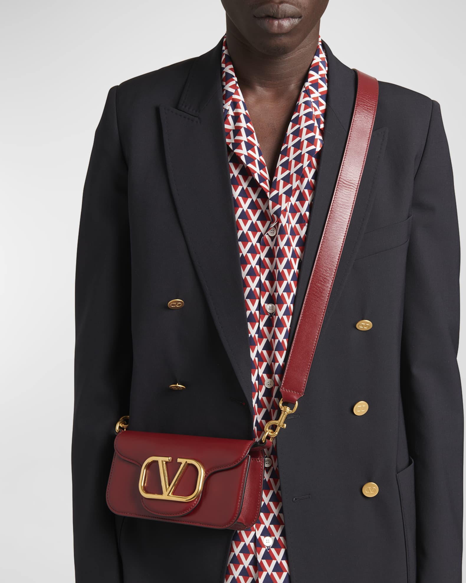 Valentino Garavani Men's V-Logo Leather Mini Shoulder Bag