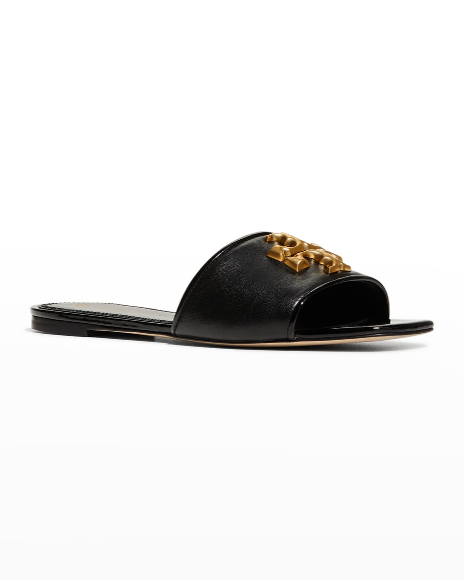Tory Burch Eleanor Calfskin Medallion Flat Sandals | Neiman Marcus
