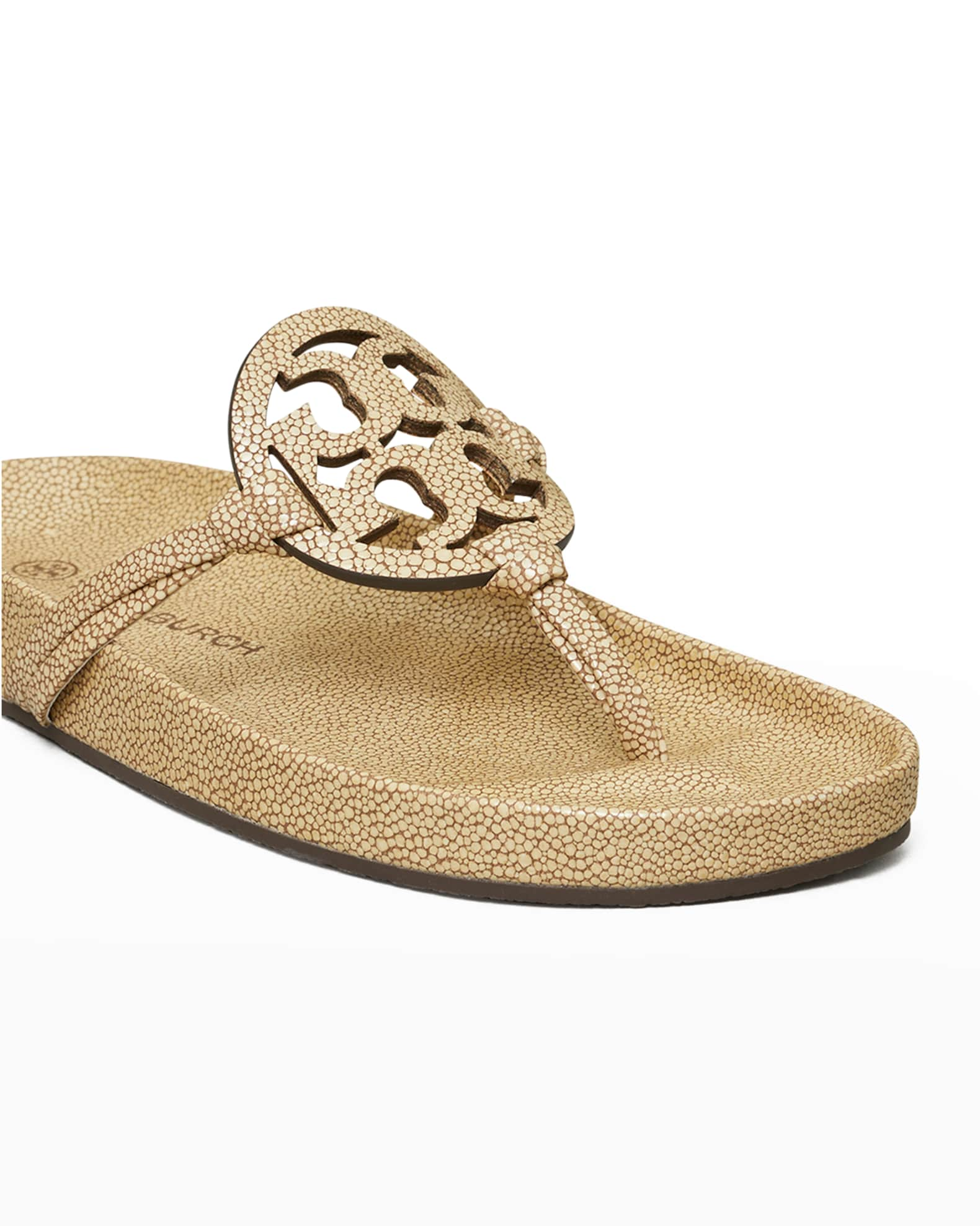 Tory Burch Miller Cloud Calfskin Medallion Thong Sandals Neiman Marcus