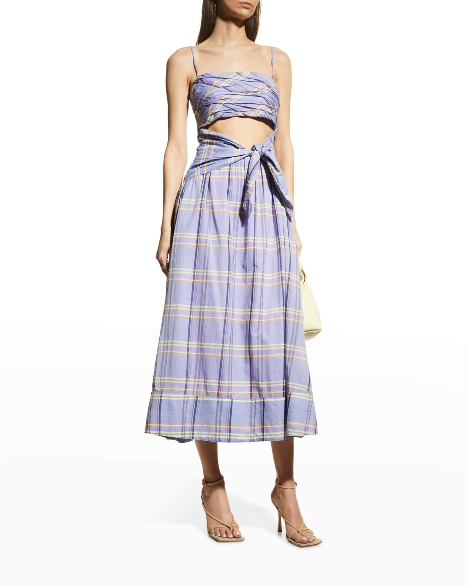 Cinq a Sept Loise Plaid Cutout Dress | Neiman Marcus