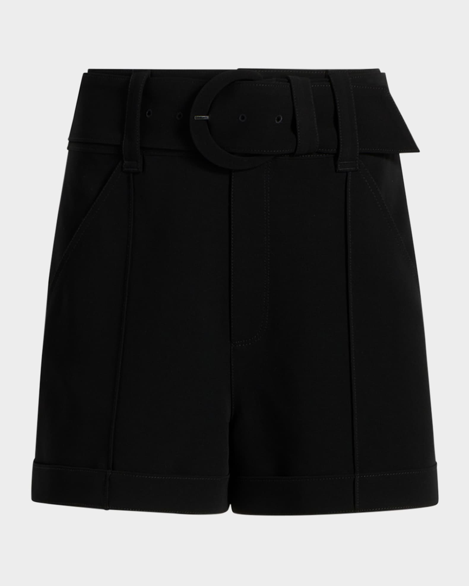 Aldi Belted High-Rise Stitched Shorts 0