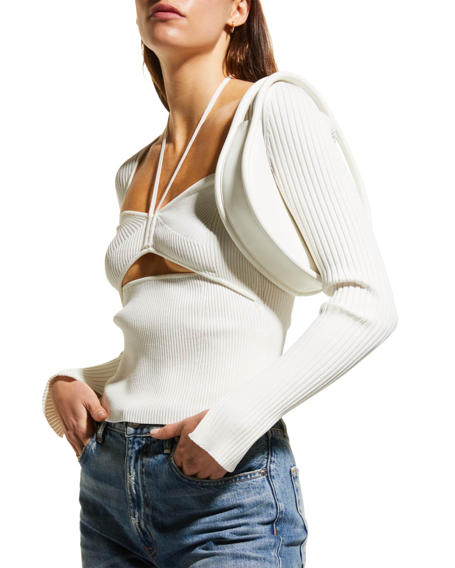 Carolina Santo Domingo Ostra Micro Double-Piping Shoulder Bag | Neiman