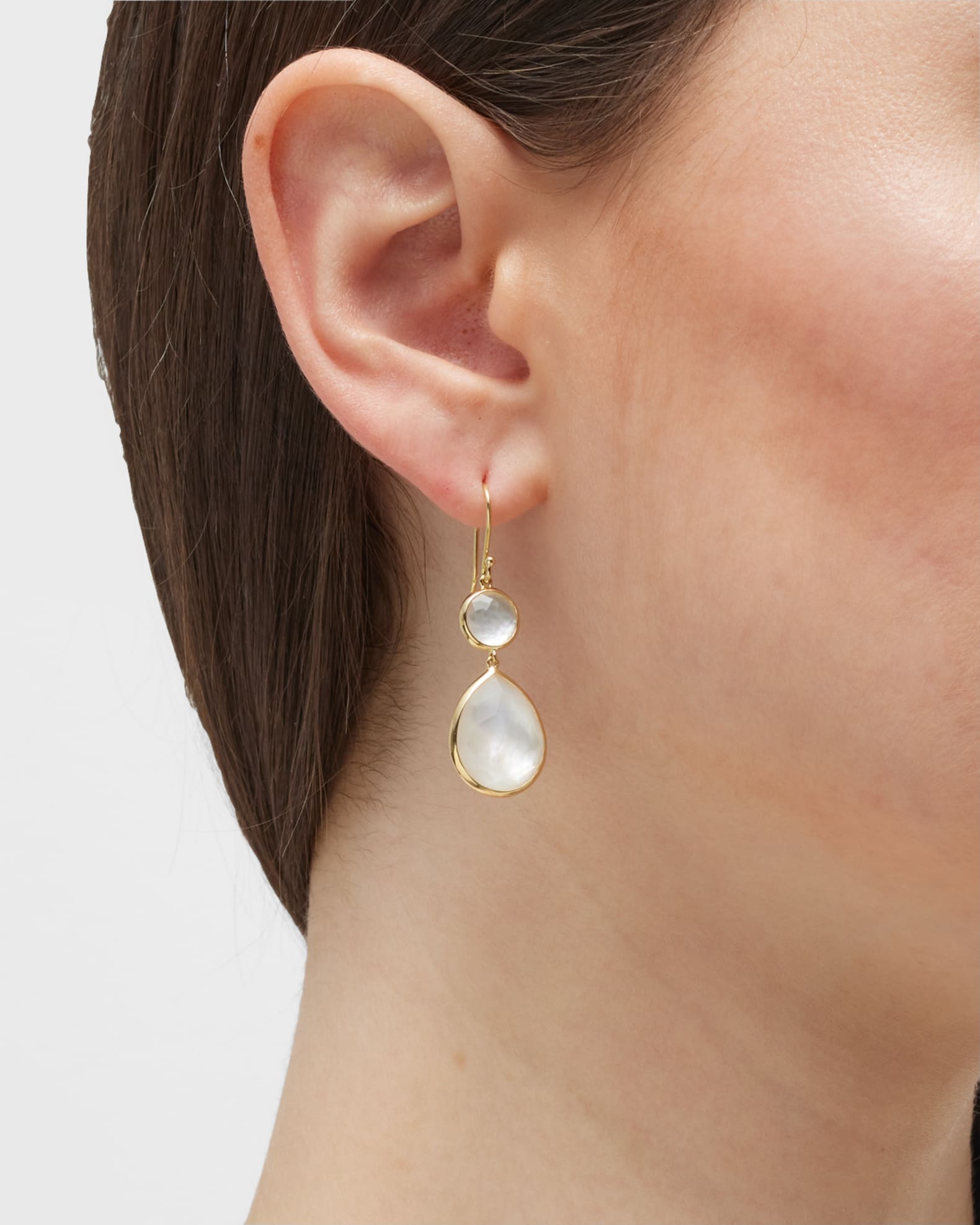 Rock Candy Snowman Teardrop Earrings in 18K Gold 1