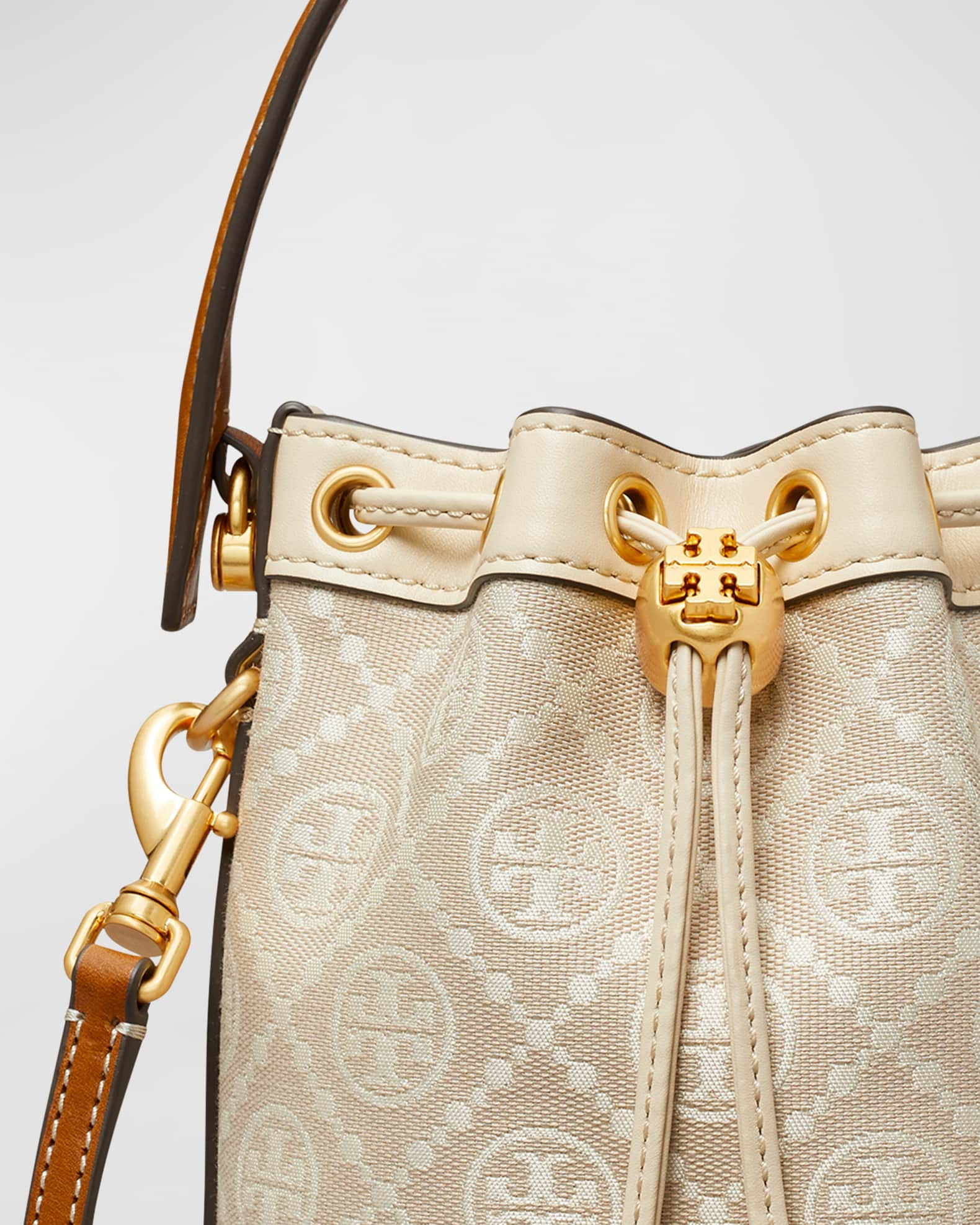 Tory Burch T-Monogram Jacquard Mini Bucket Bag | Neiman Marcus