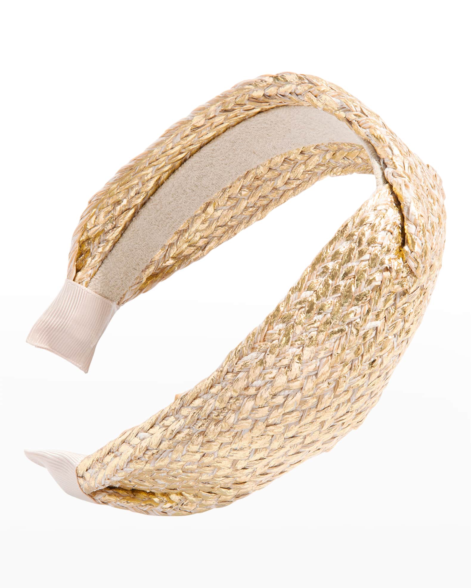 L. Erickson Metallic Knot Straw Headband | Neiman Marcus