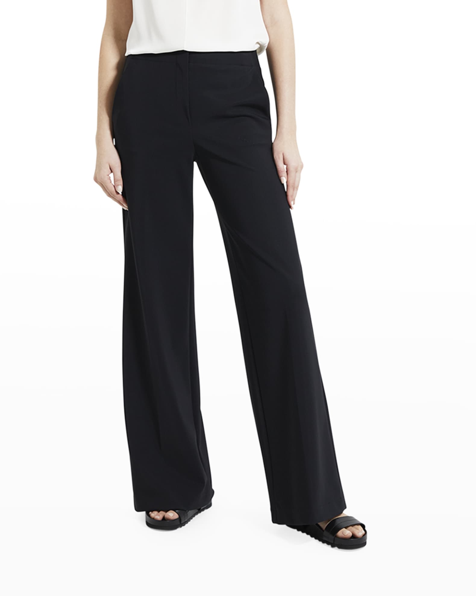 Theory Terena Precision Ponte Cropped Wide-Leg Pants | Neiman Marcus
