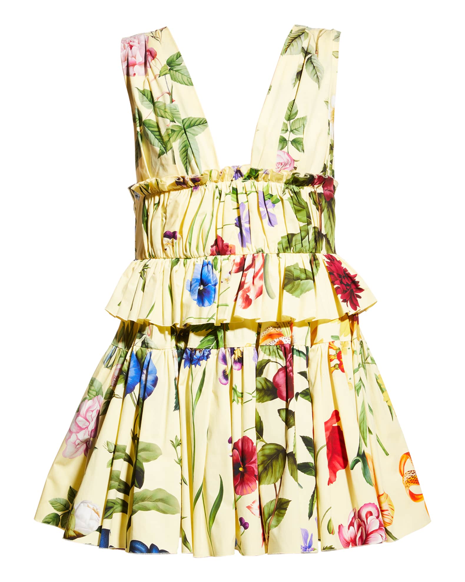 Oscar de la Renta Floral Tiered Ruffle Fit-&-Flare Mini Dress | Neiman ...