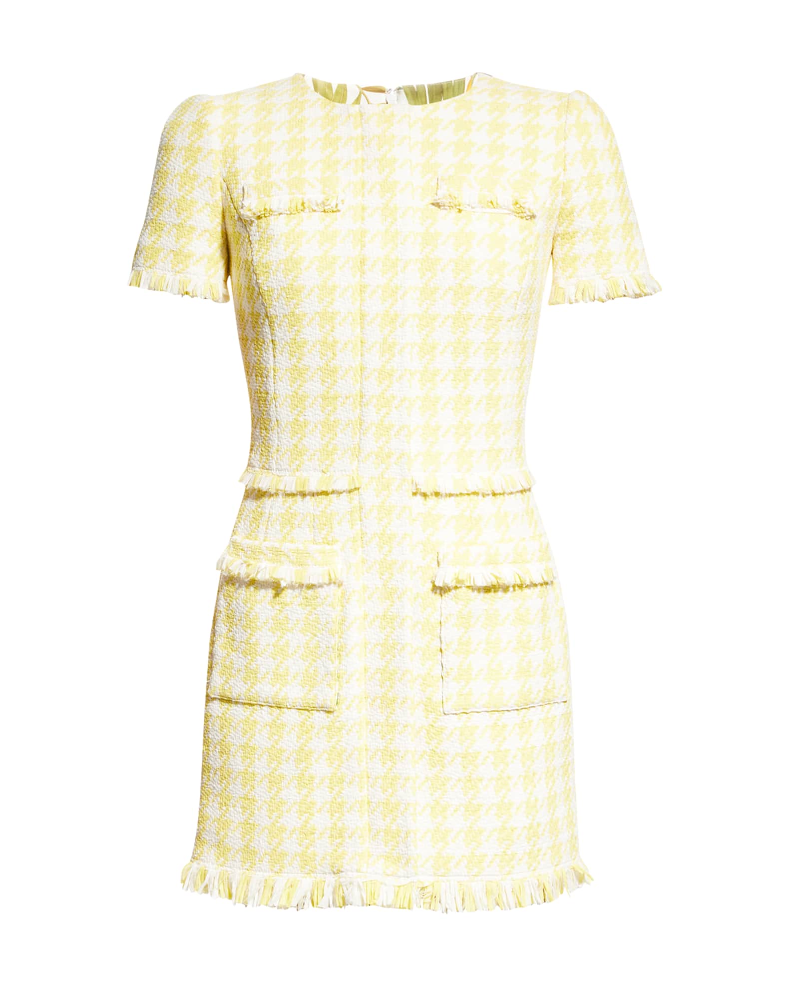 Oscar de la Renta Fringe Gingham Tweed Mini Dress | Neiman Marcus