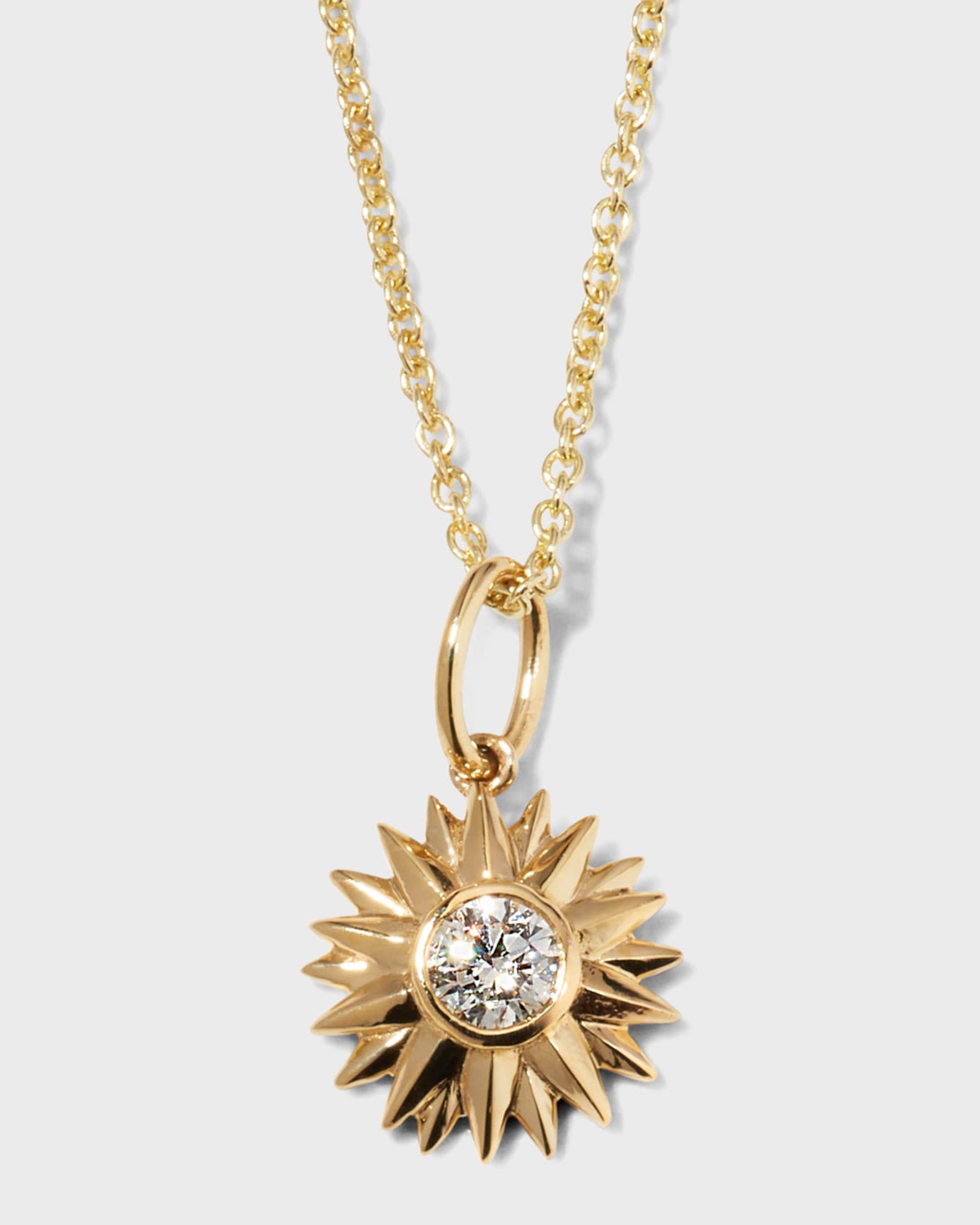 14k Yellow Gold & Diamond Sunburst Charm Necklace 0