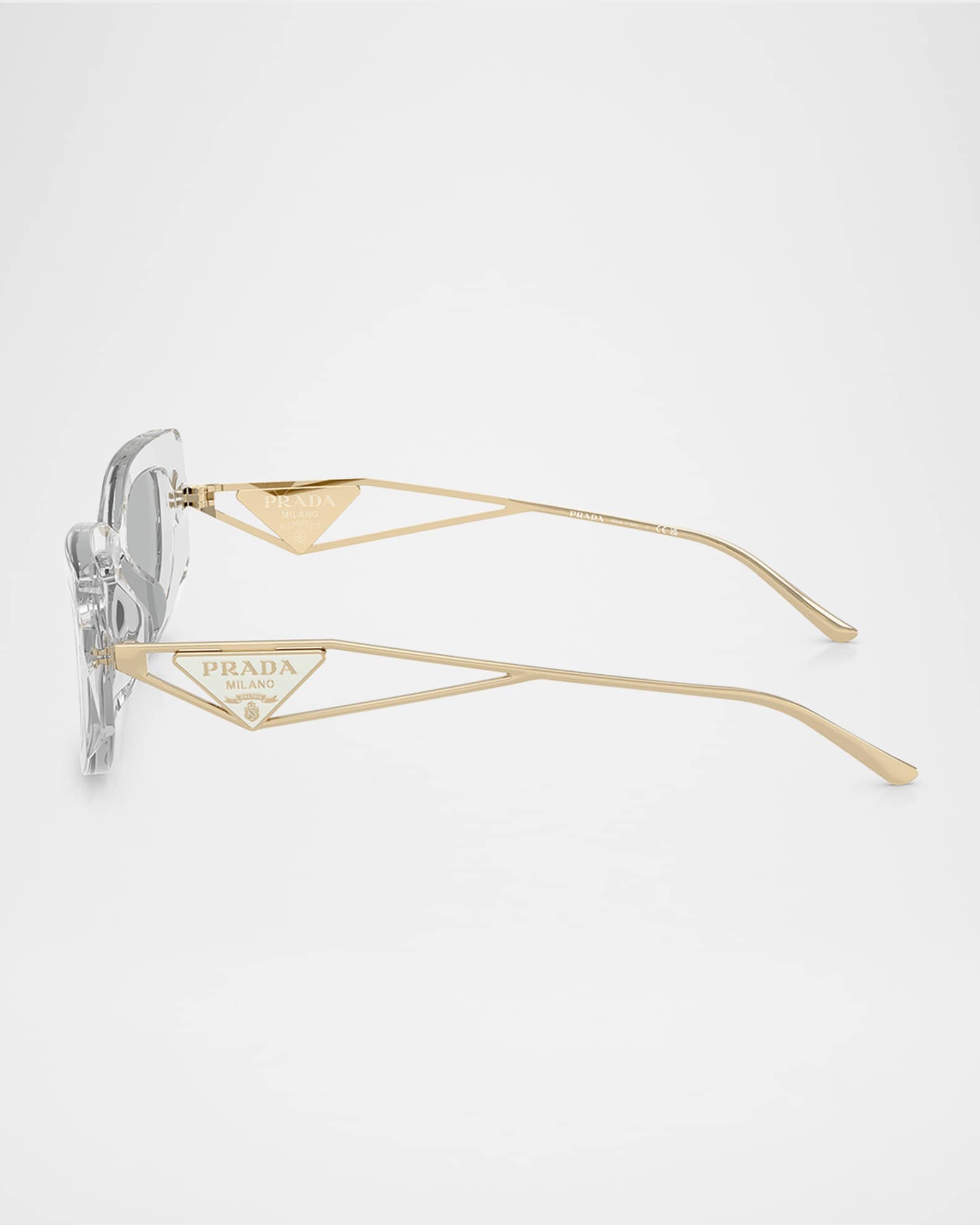 Triangle Logo Rectangle Acetate & Metal Sunglasses | Neiman Marcus
