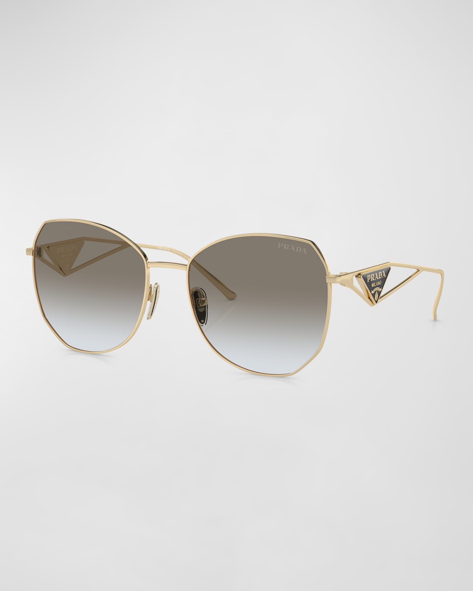 Prada Triangle Logo Round Metal Sunglasses | Neiman Marcus
