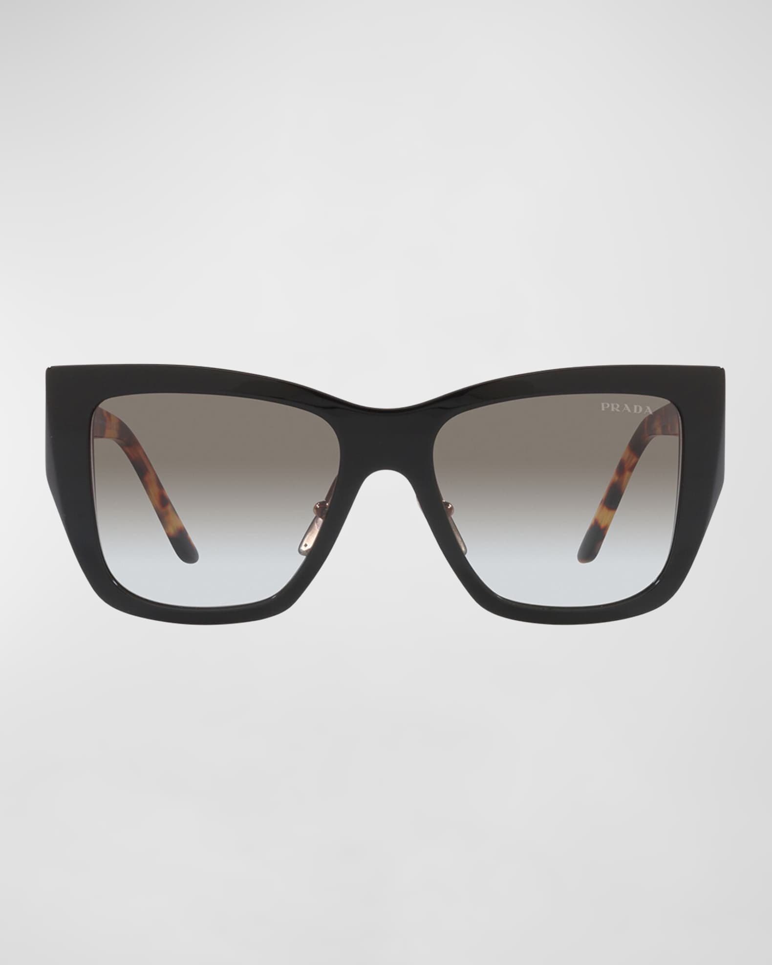 Prada Triangle Logo Square Acetate & Metal Sunglasses | Neiman Marcus